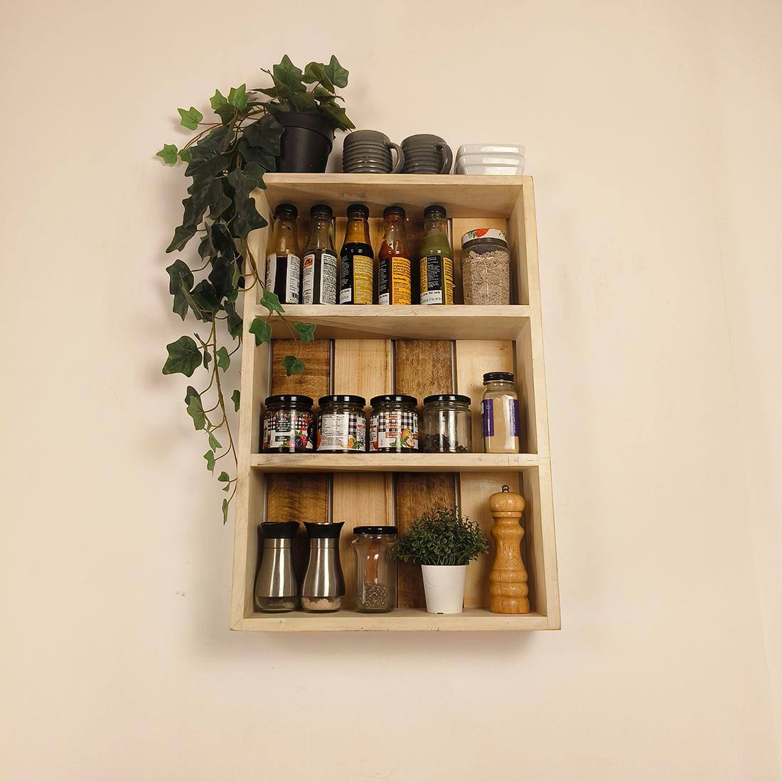Ferguson Wooden Kitchen Storage Wall Shelf