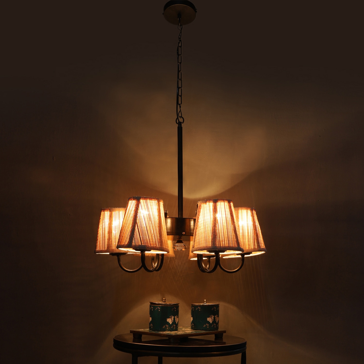 Devansh Dual Gold Metal  Wallmounted Lamp With Cotton Gold Metal  Shade