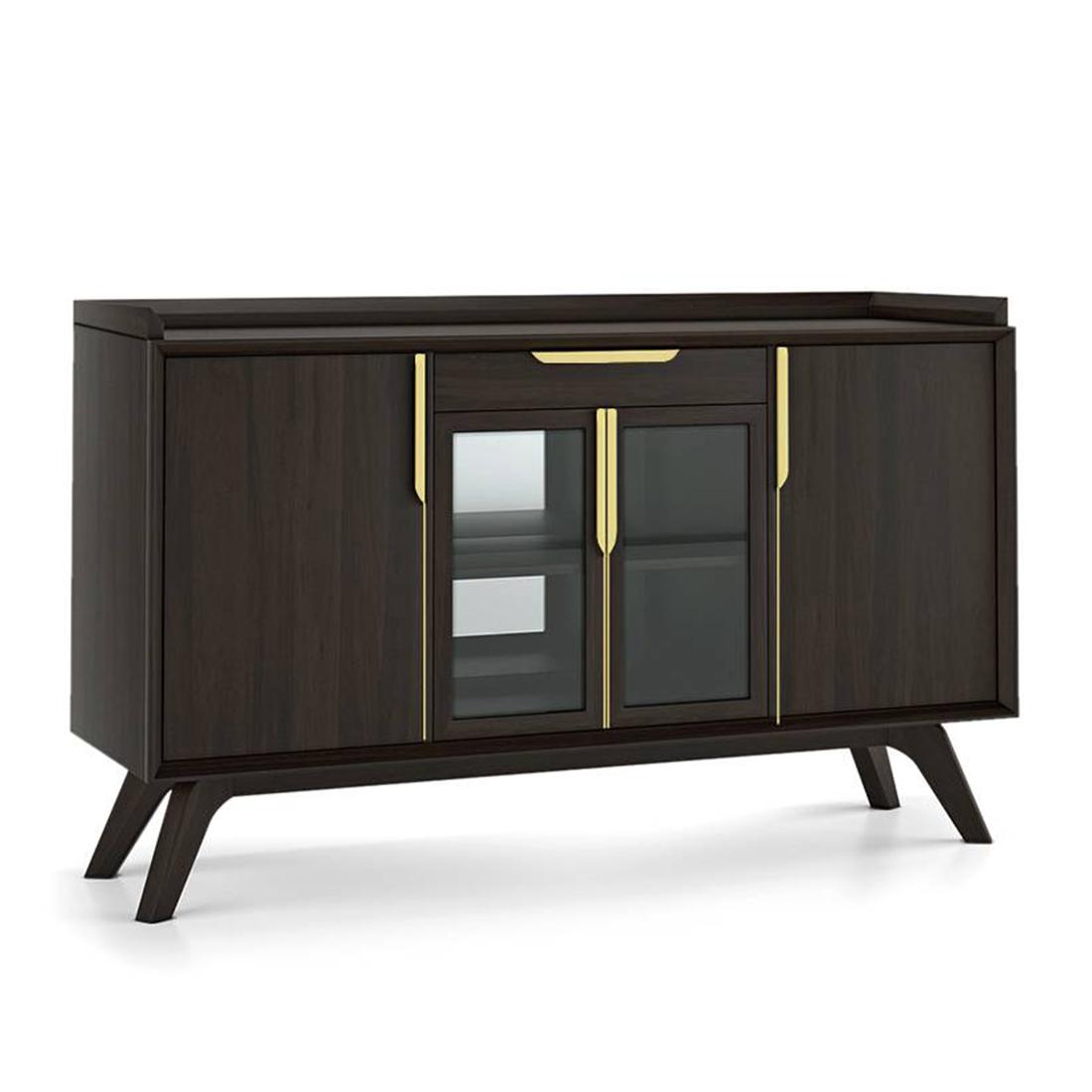 Taarkashi Solid Wood Bar Cabinet in American Walnut Finish