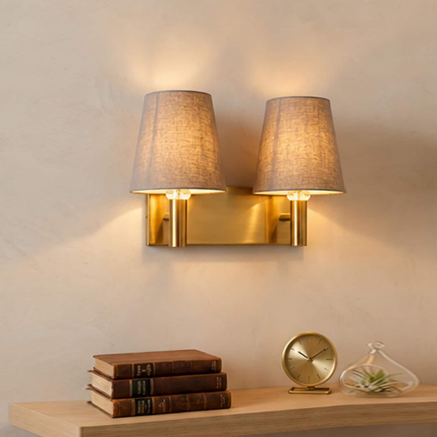 Devansh Metal Electric Wall Light in Black Colour with Beige Shade Count of 1 Light