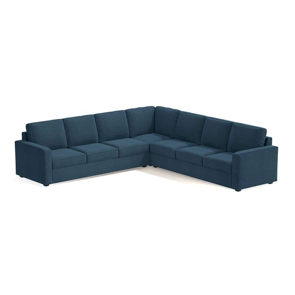 Apollo Corner Sofa (Seating Capacity : Left Aligned 3 Seater + Right Aligned 3 Seater + Corner, Colour : Colonial Blue, Cushion Type : Hard, Back Height : Regular)