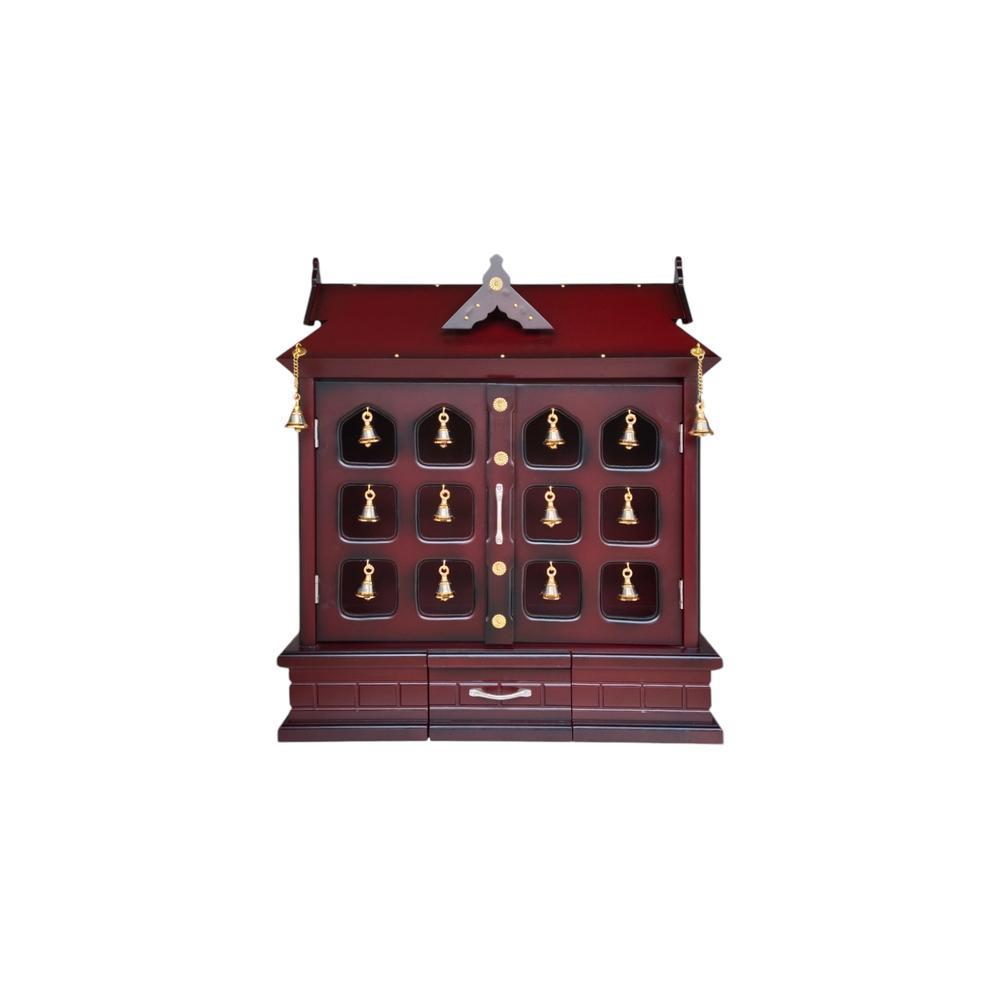 triveni engineered wood prayer unit in mahagony finish