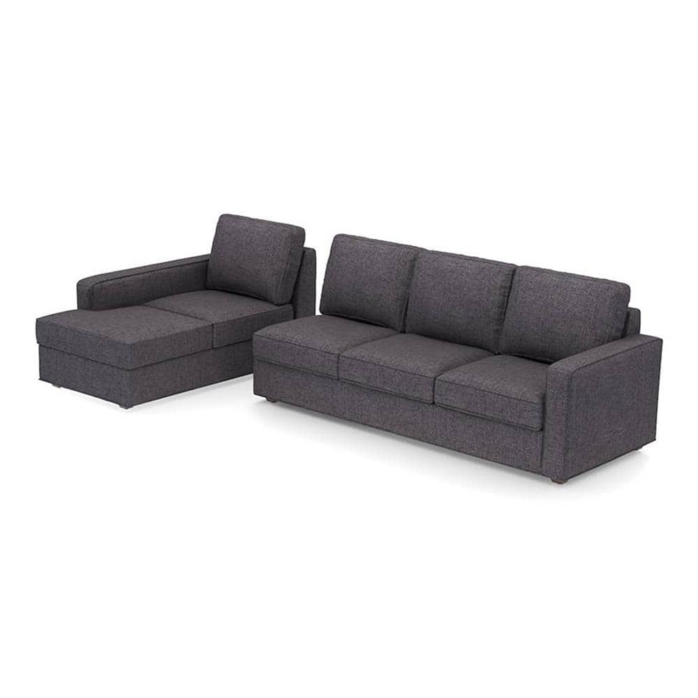 Apollo Compact Fabric Sectional Compact Sofa (Colour : Steel, Cushion : Hard, Back Type : Regular, Seating Capacity : Left Aligned 3 Seater + Left Aligned Chaise)