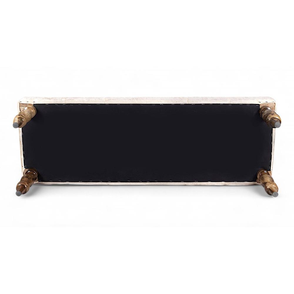 Cairo Soild Wood Bench In Velvet Cream Fabric