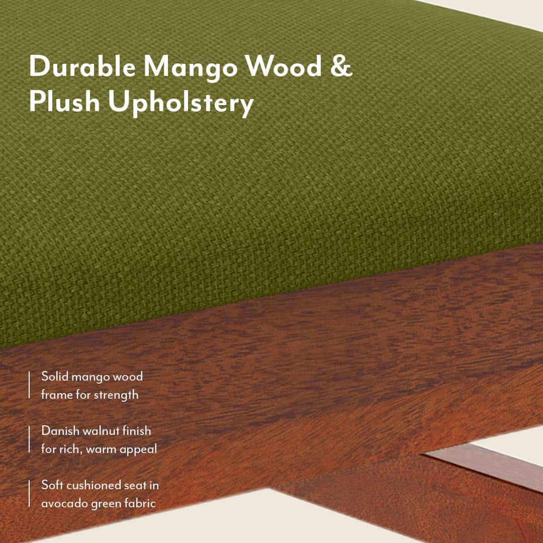 Atlas Dining Chairs Set Of 2 Finish Honey Colour Avocado Green