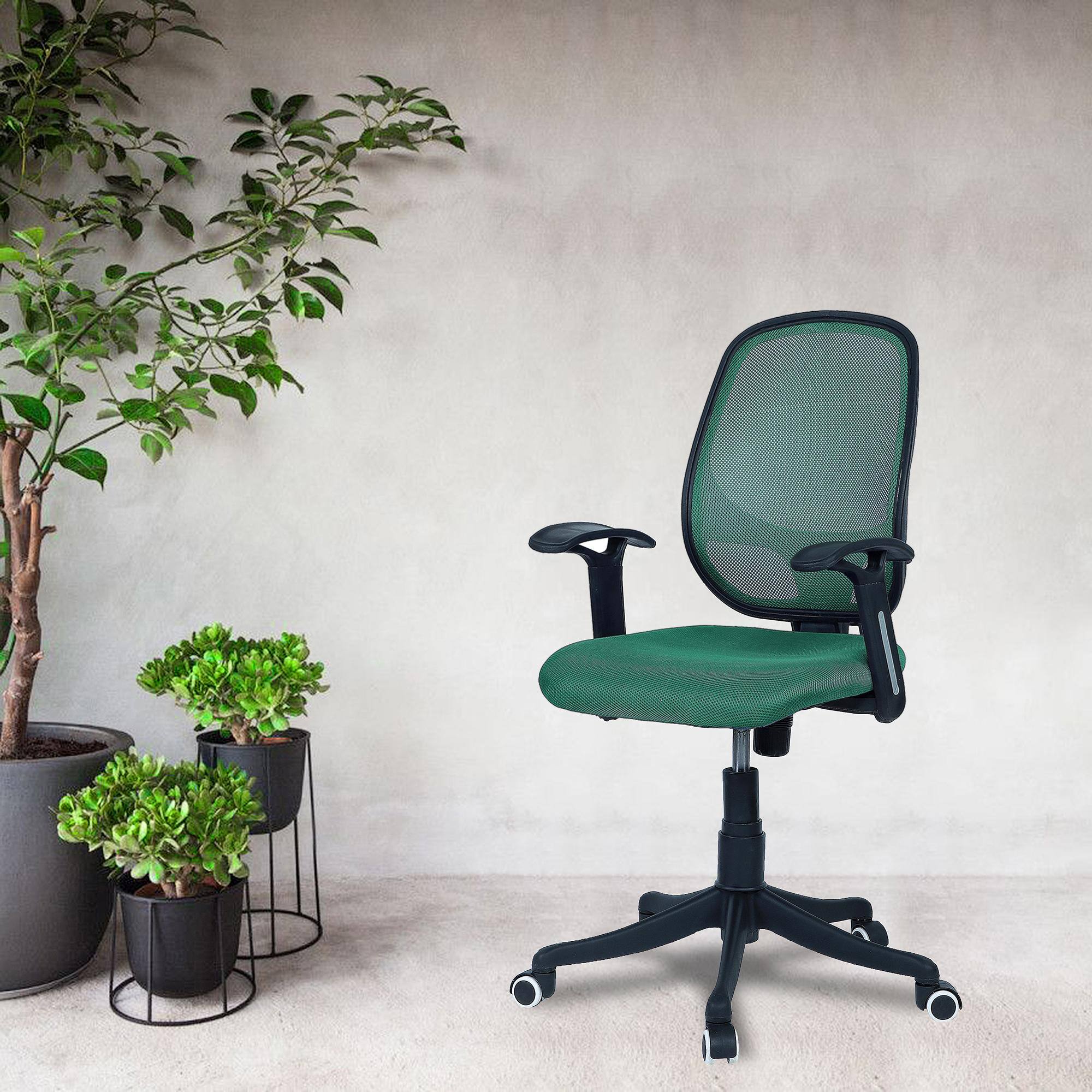 Goolda Low Back Ergonomic Chair in Dark Green Colour