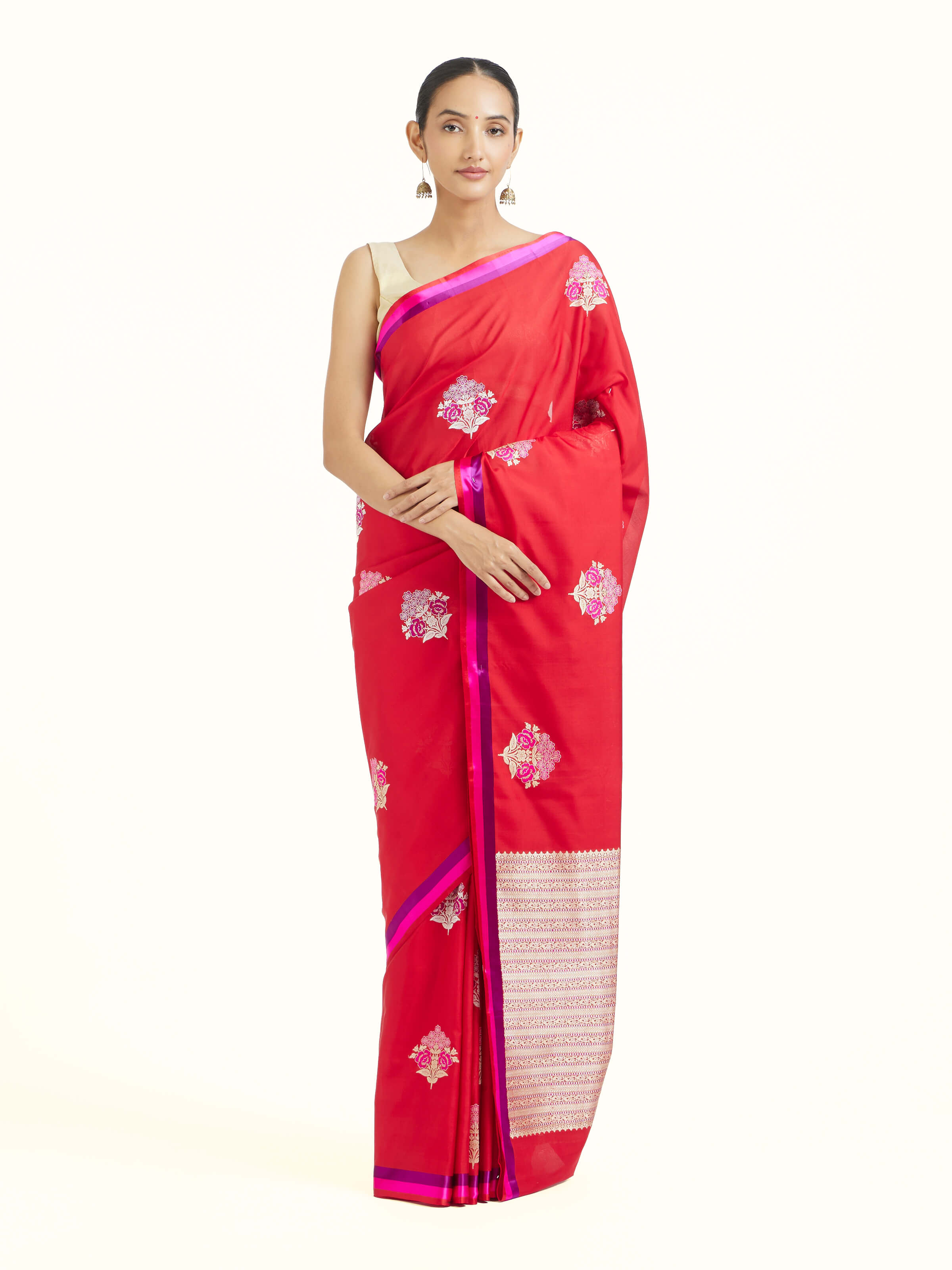 Red Banarasi Kadhwa Silk Saree