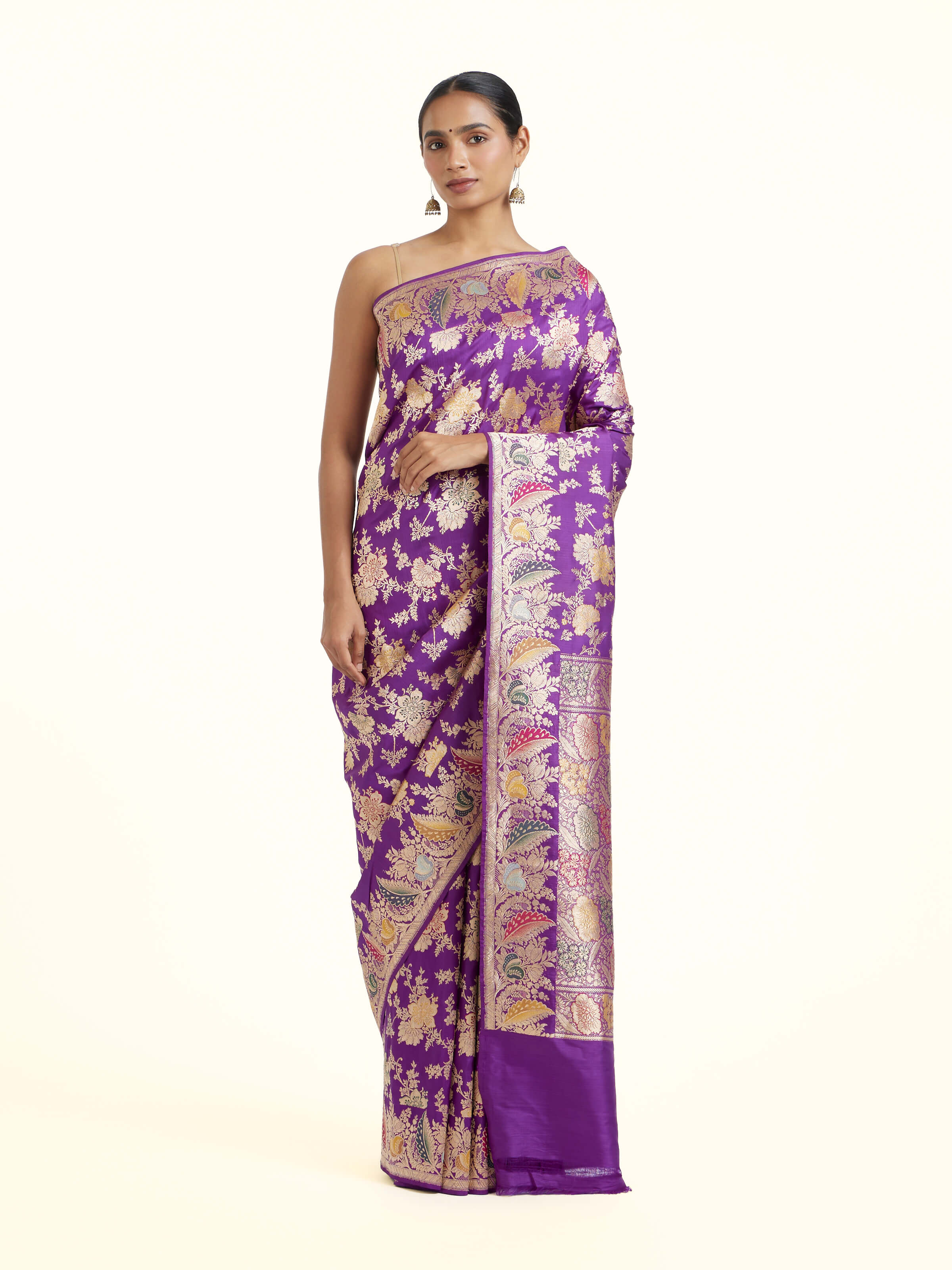 Purple Silk Banarasi Saree