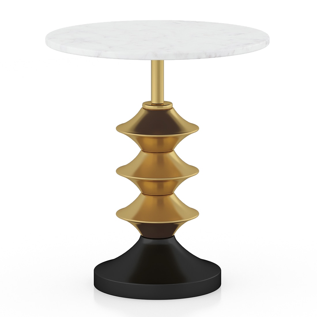 Mira Banswara Marble And Metal Side Table In Glossy Gold Finish