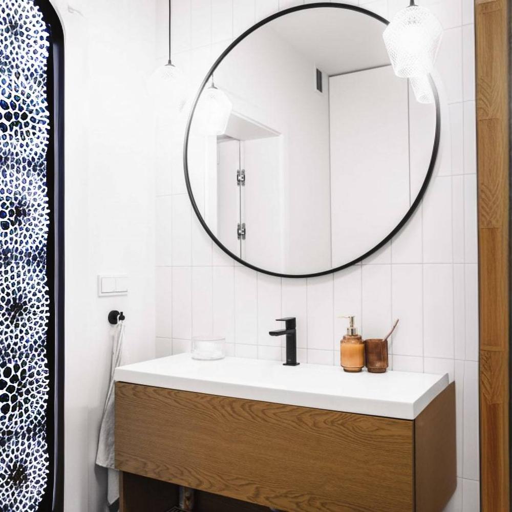 33″ Black Round Mirror