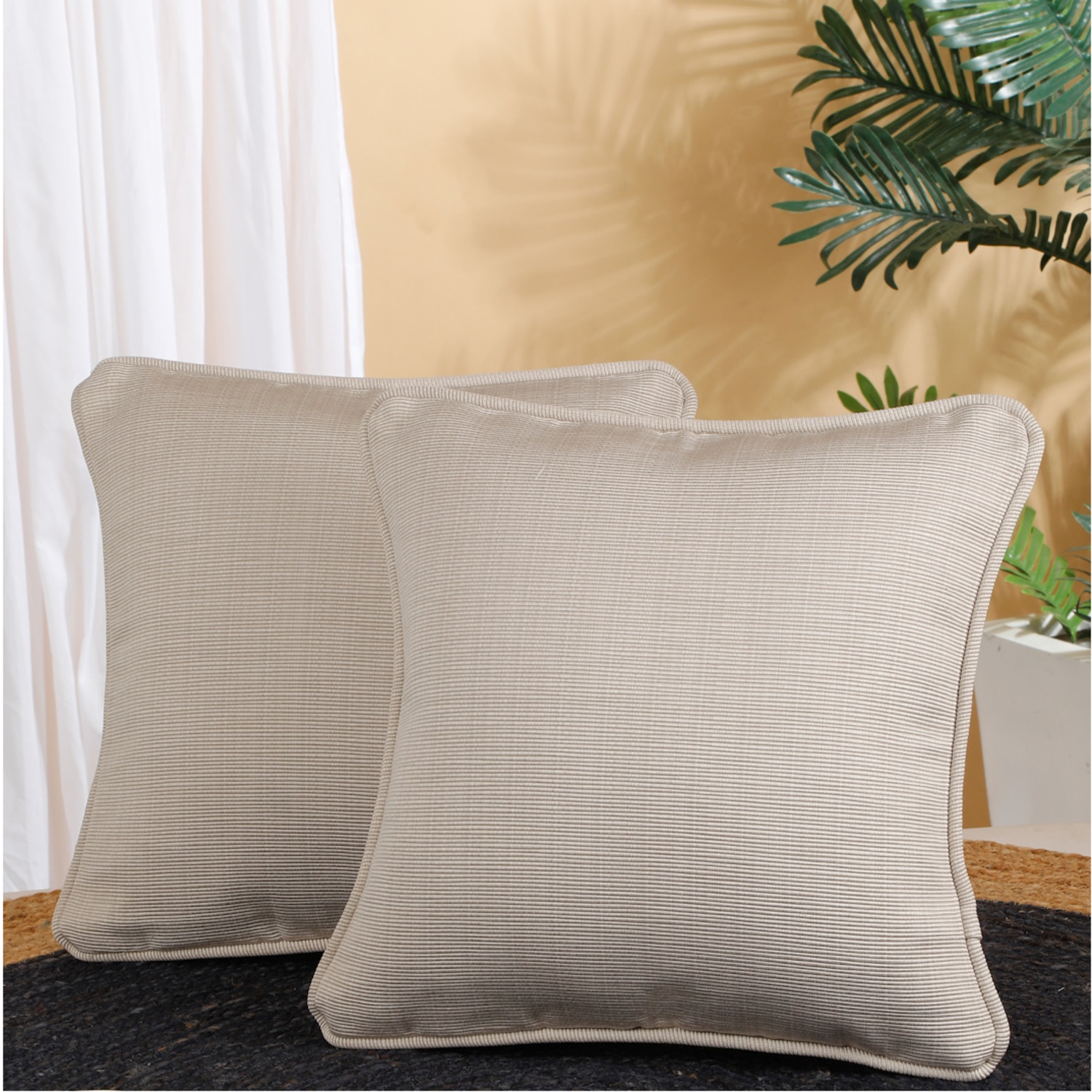 Set Of 2 Rib  Square Cushion Covers - Rosarahome