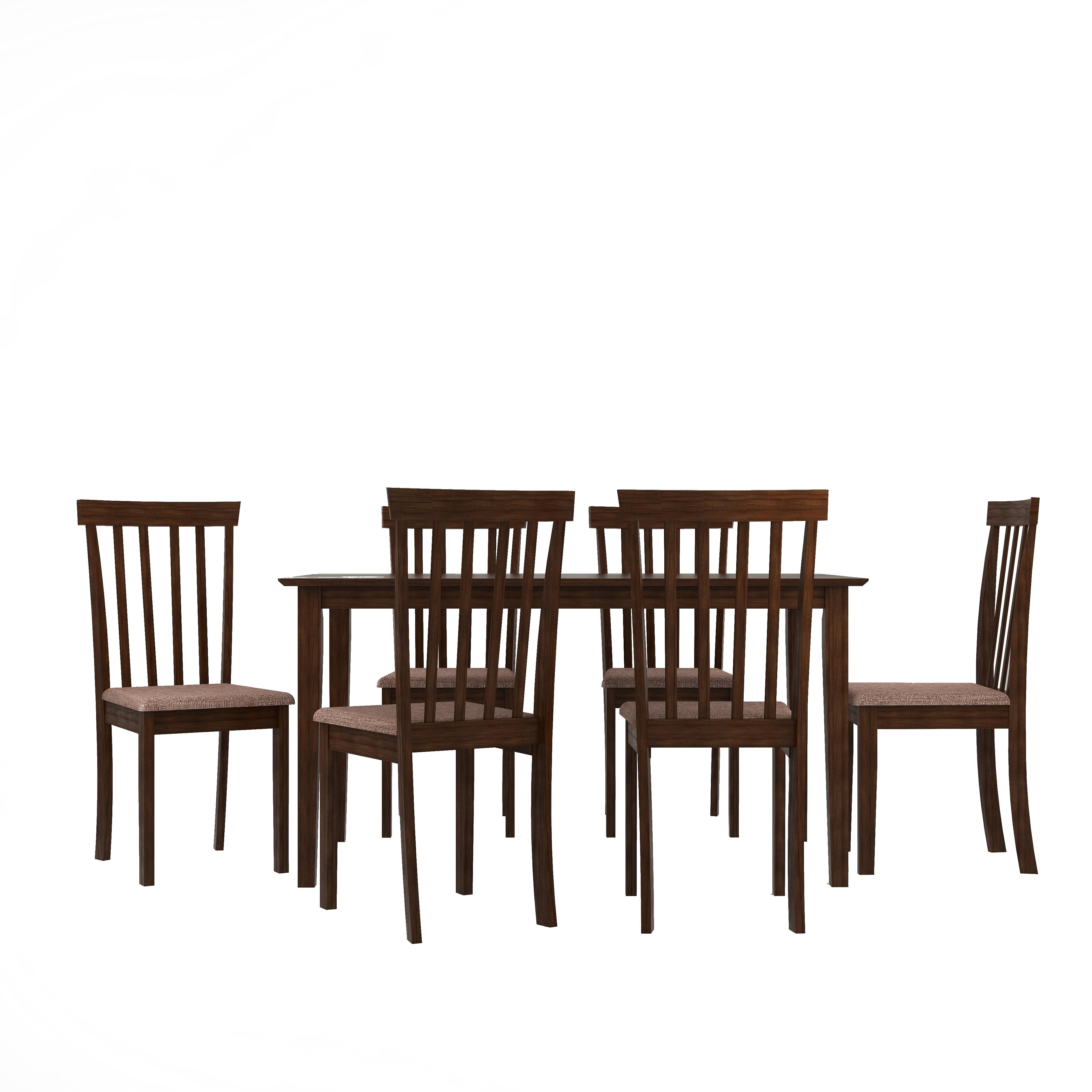 Houston 6 Seater Dining Set with 6 Chairs (Rubberwood, Dark Cappuccino Finish)