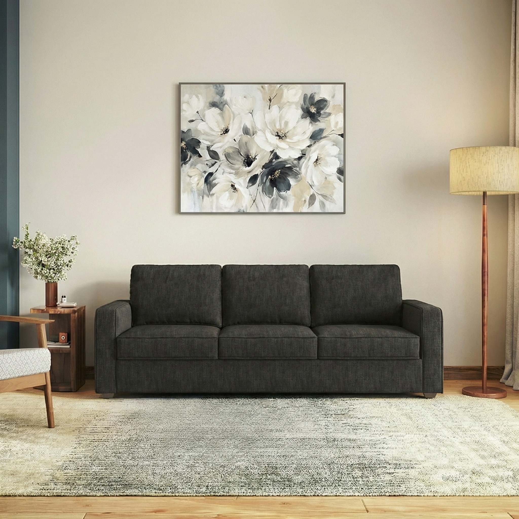 Apollo High Back 3 Seater Fabric Sofa In Graphite Grey Colour-image-32