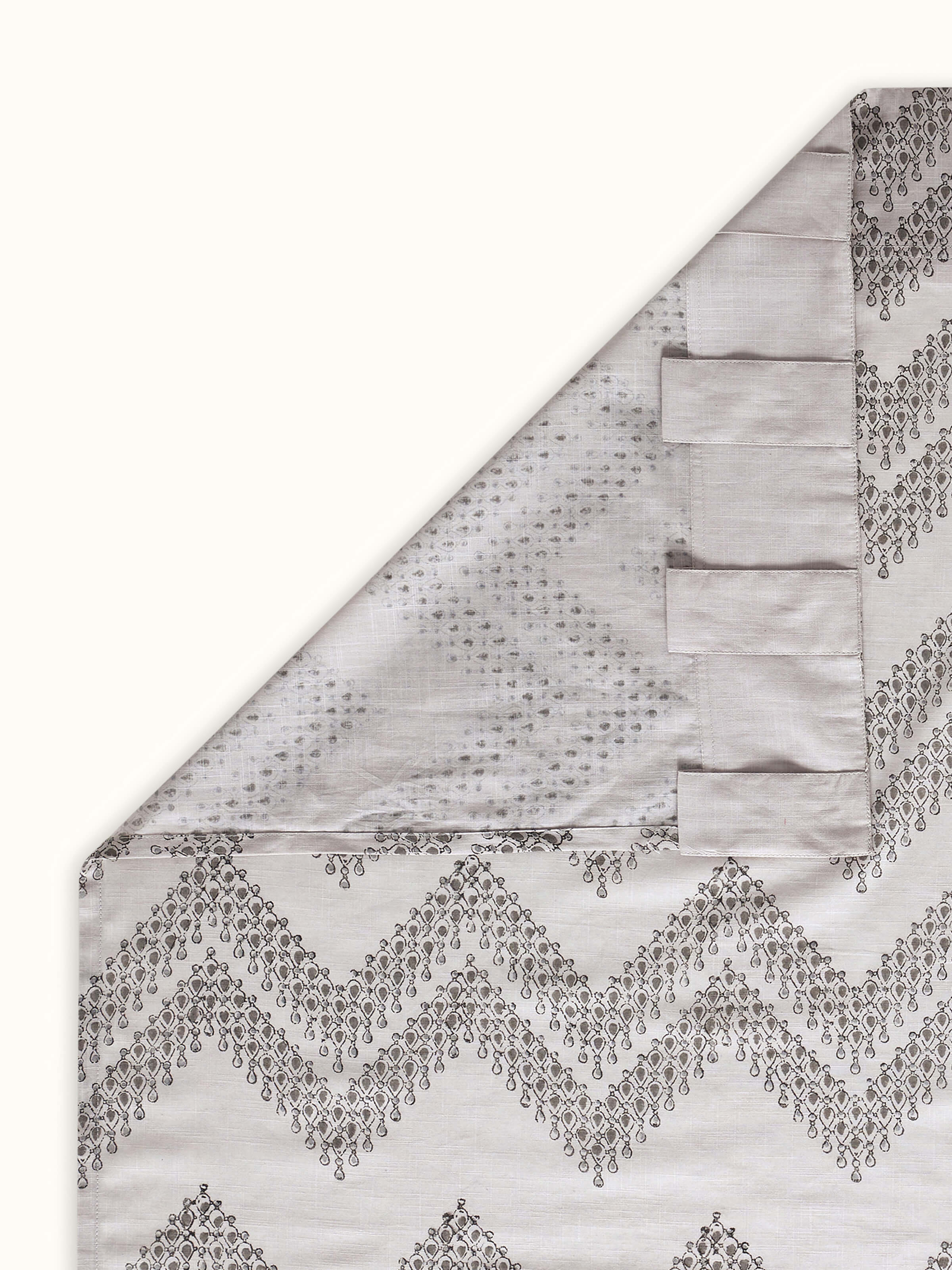 Back view of Rambagh curtain showing cotton backing and rod pocket design