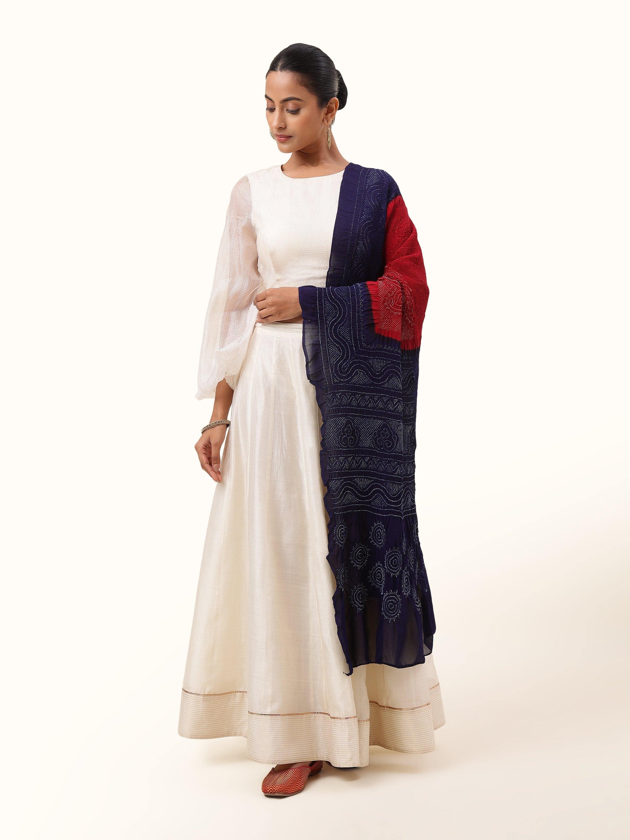 Blue Georgette Bandhani Tie & Dye Dupatta