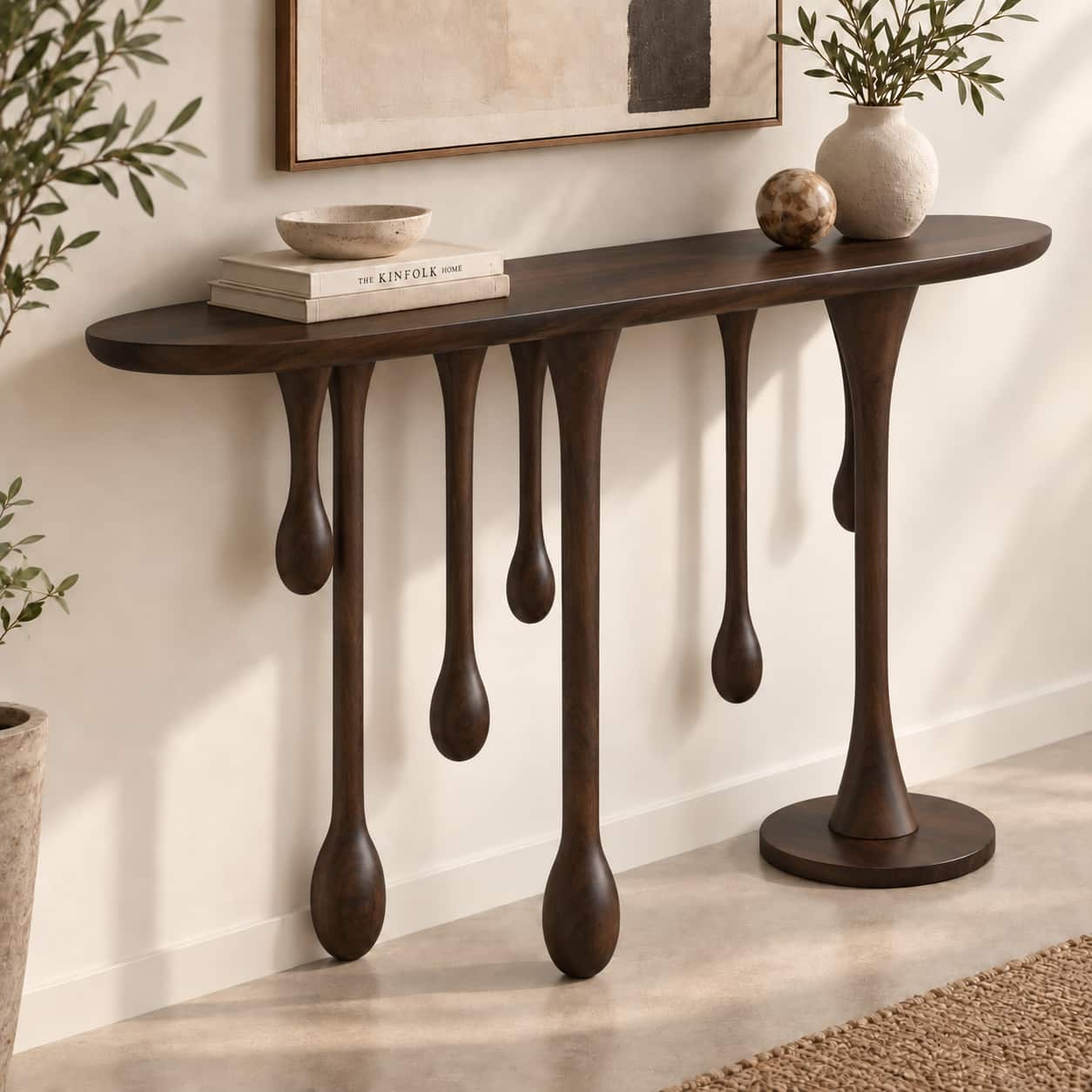 Lava Solid Sheesham Wood Console In Walnut Finish