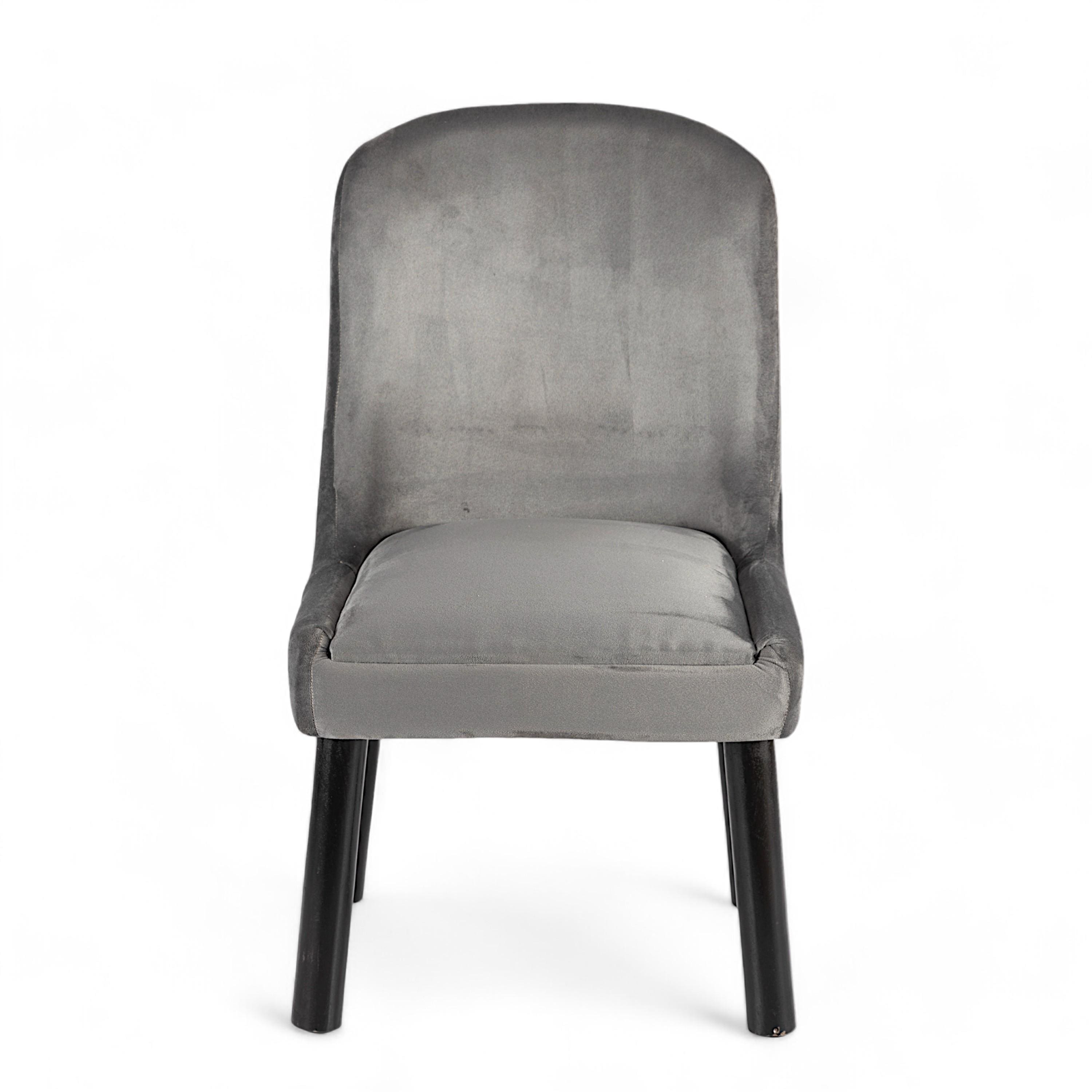 Rosslyn wood Set of 2 Dining Chairs in Iron Grey Velvet Upholstery with MAHAGONY FINISH