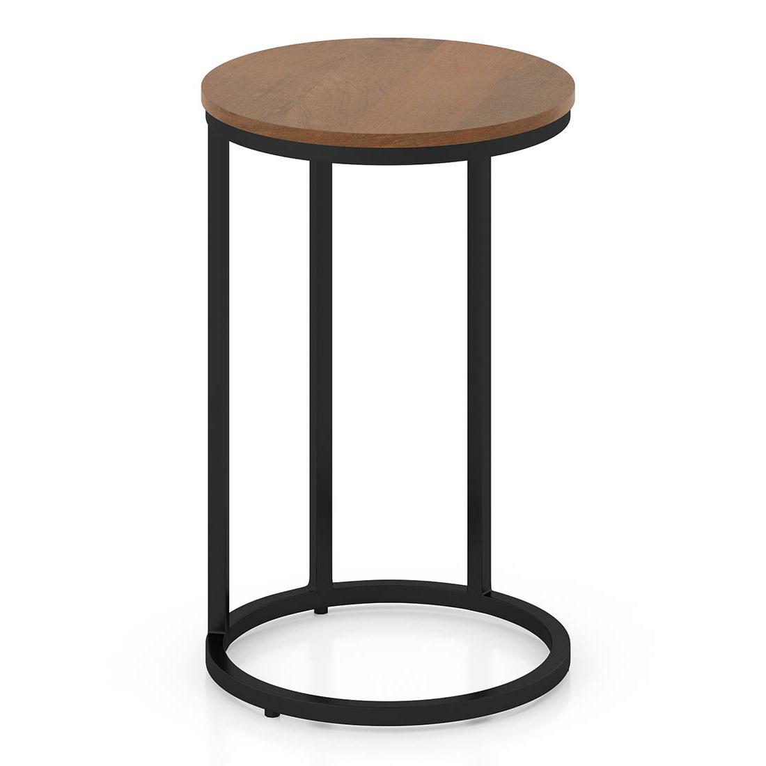 Delphine Solid Wood Side Table in Amber Walnut Finish