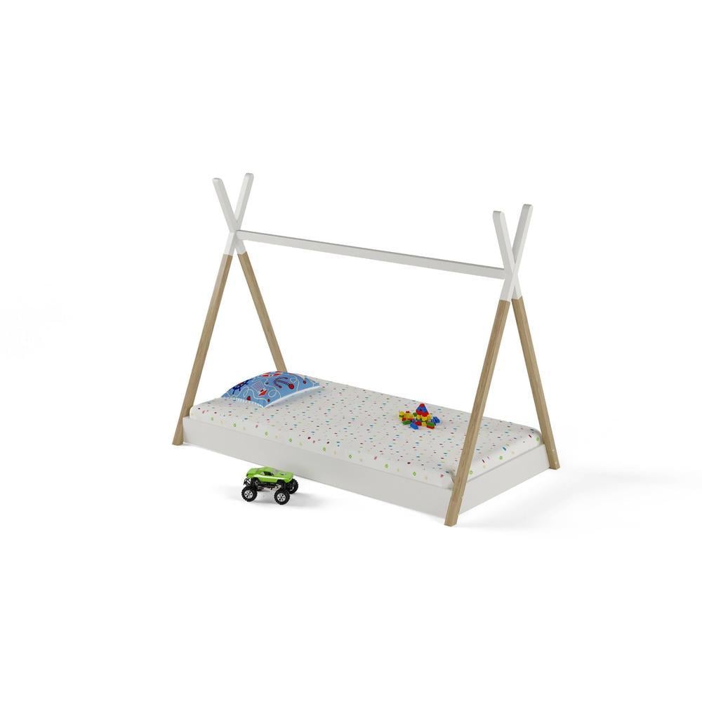 Camping Out Engineered Wood Bed in White Colour