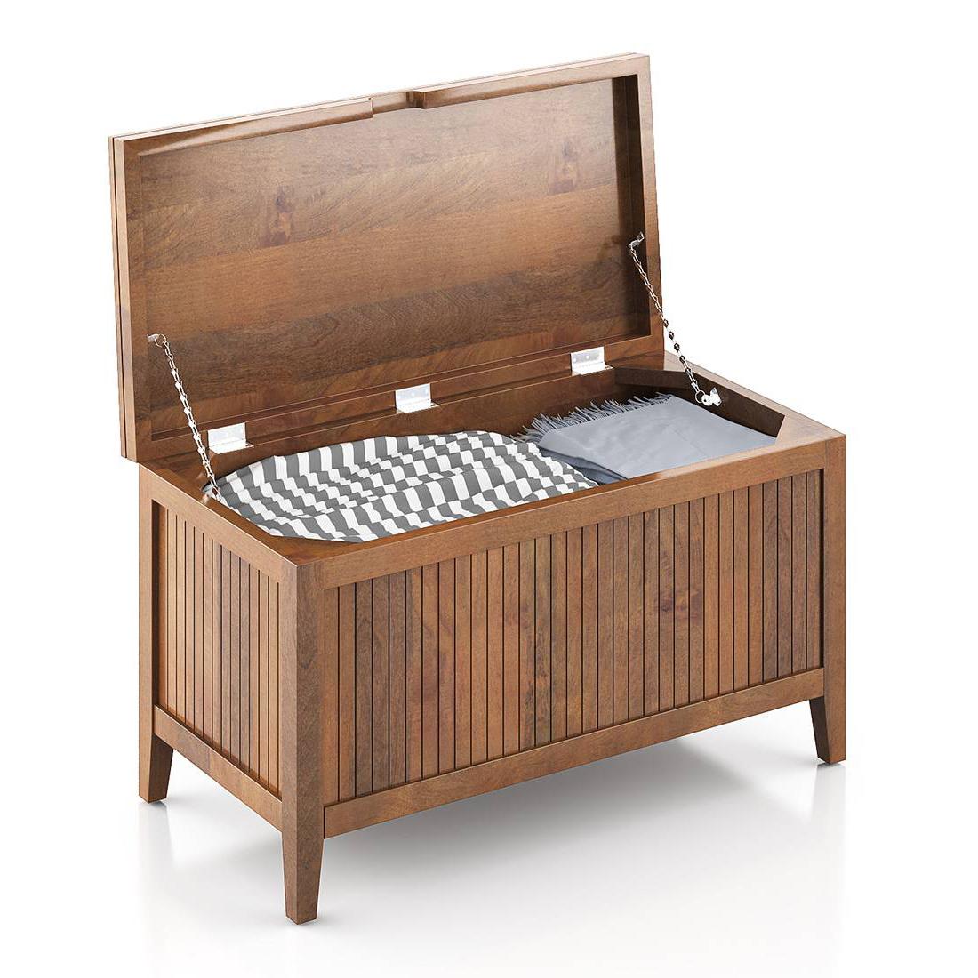 Rhodes Solid Wood Bench In Amber Walnut Finish