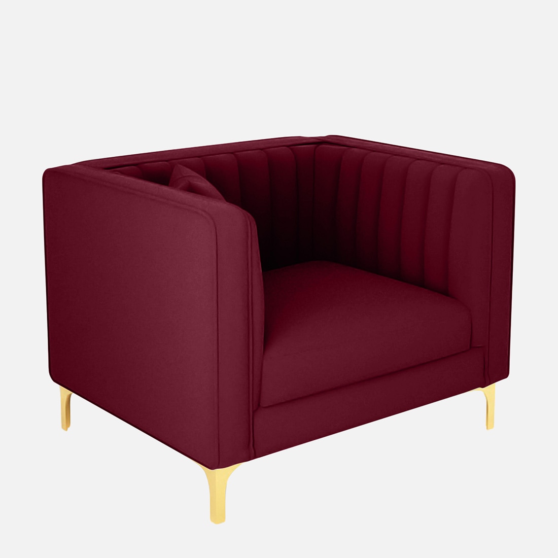 Texude Velvet 1 Seater Sofa in Maroon Colour