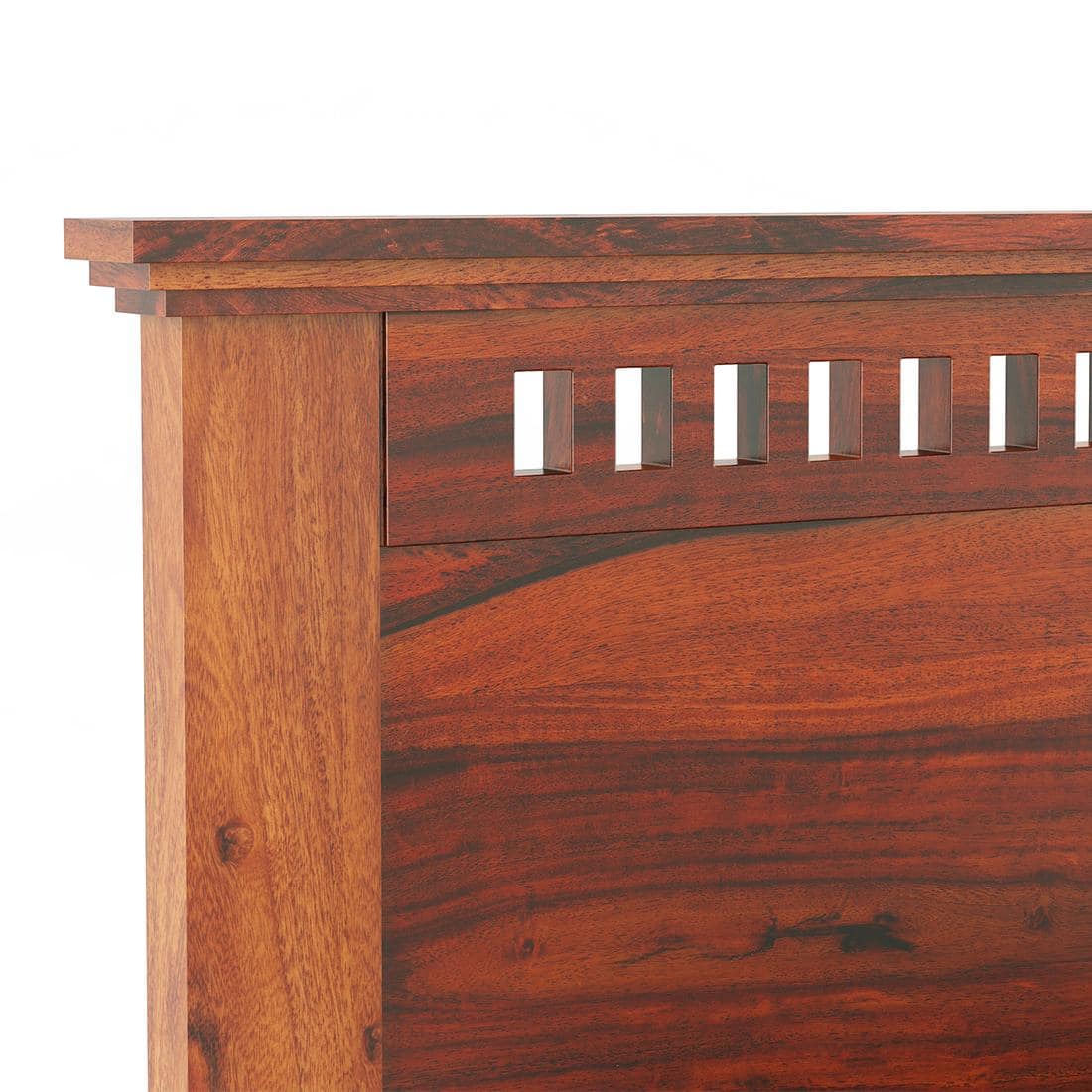 Fidora Solid Wood Queen Non Storage Bed In Honey Finish