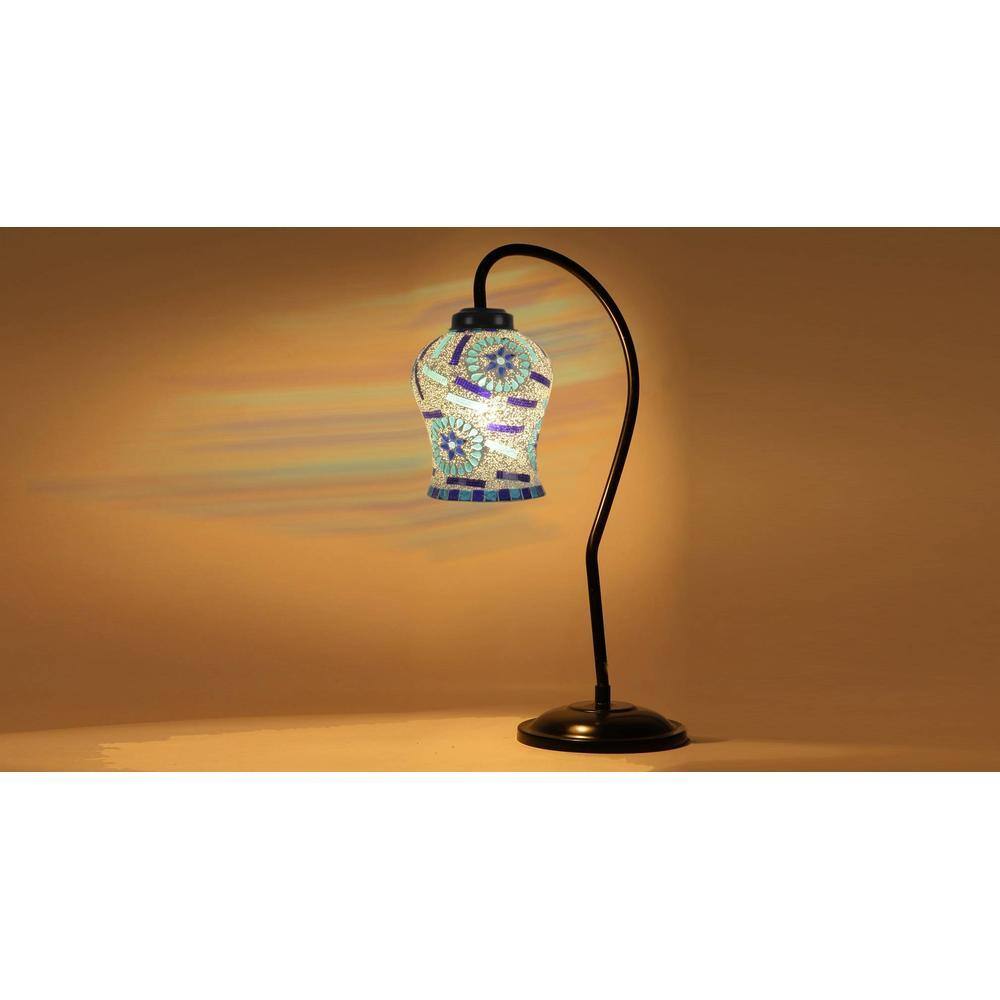 Multicolor Mosaic Glass Curvy Table lamp with Iron Base (EN20)