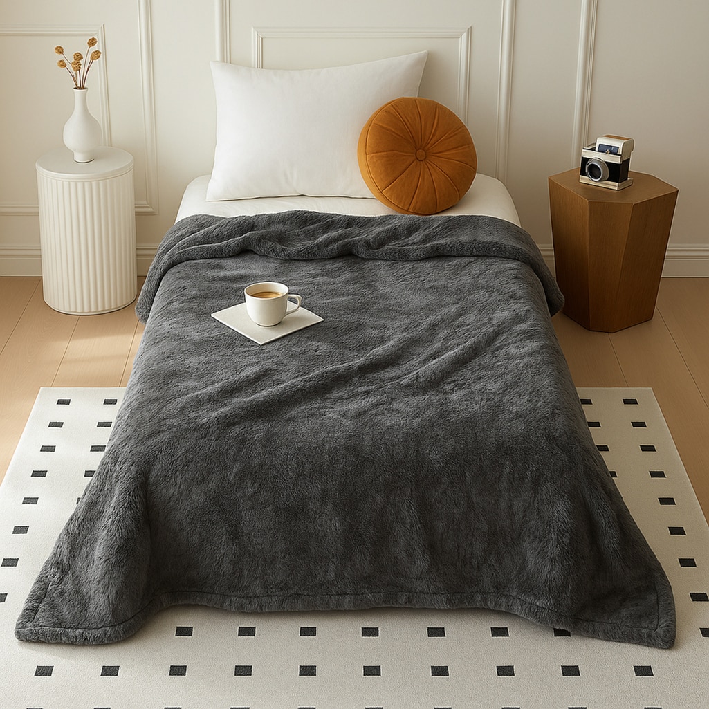 Super Soft Woolen Blanket  Single Bed  Self Print  330 Cms  240 X 160