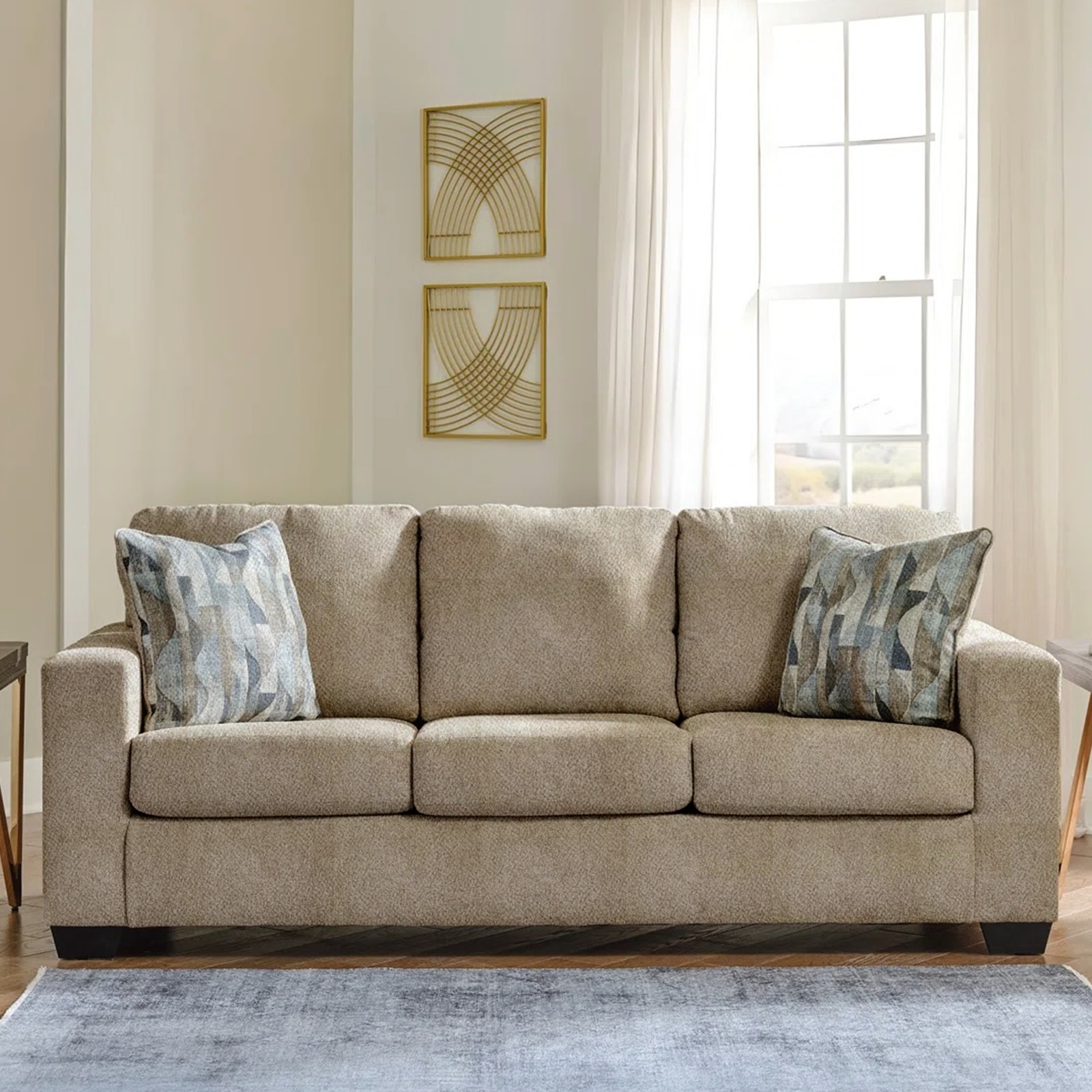 Alijah 3 Seater Sofa In Fabric Brown Color