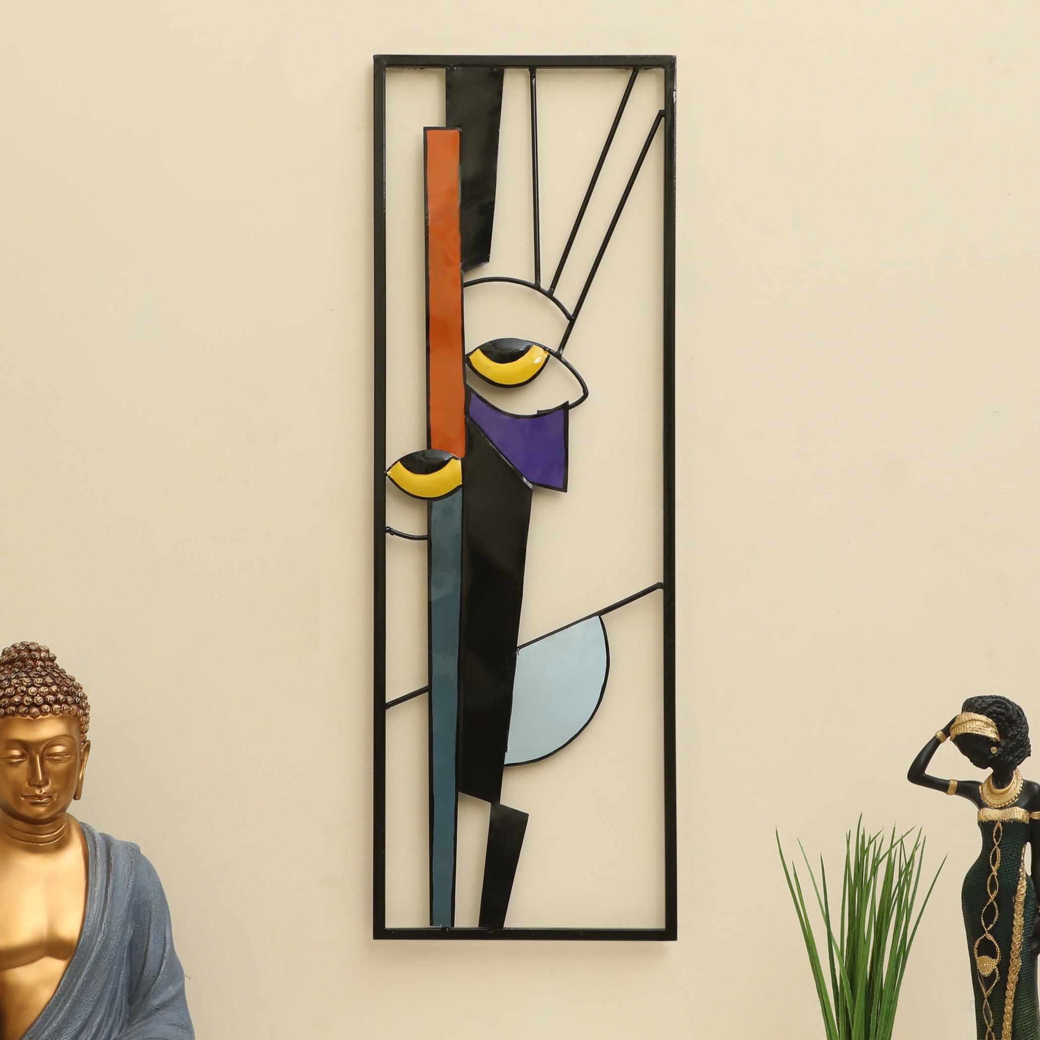 W-Akina Abstract Metal Wall Decor in Multicolor Set of 1 - Vedas Exports