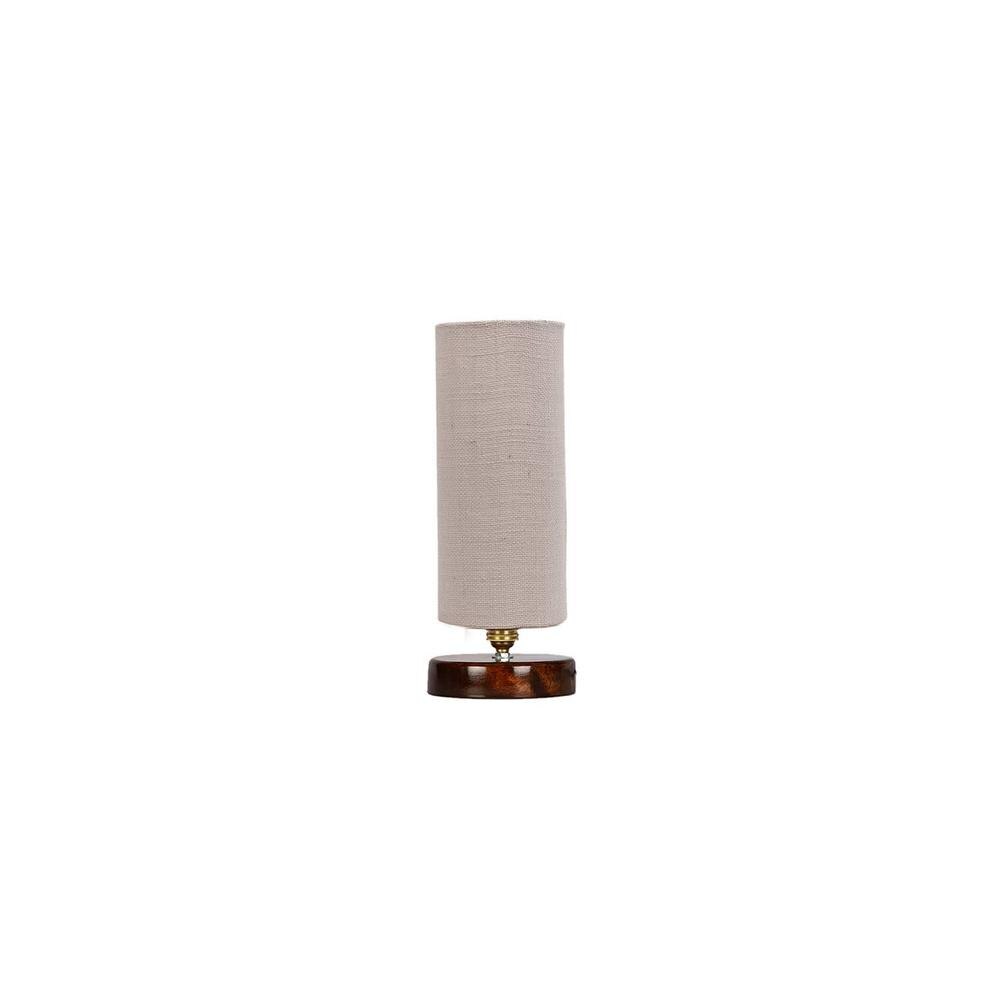 Urie White Jute table lamp with brown wood base