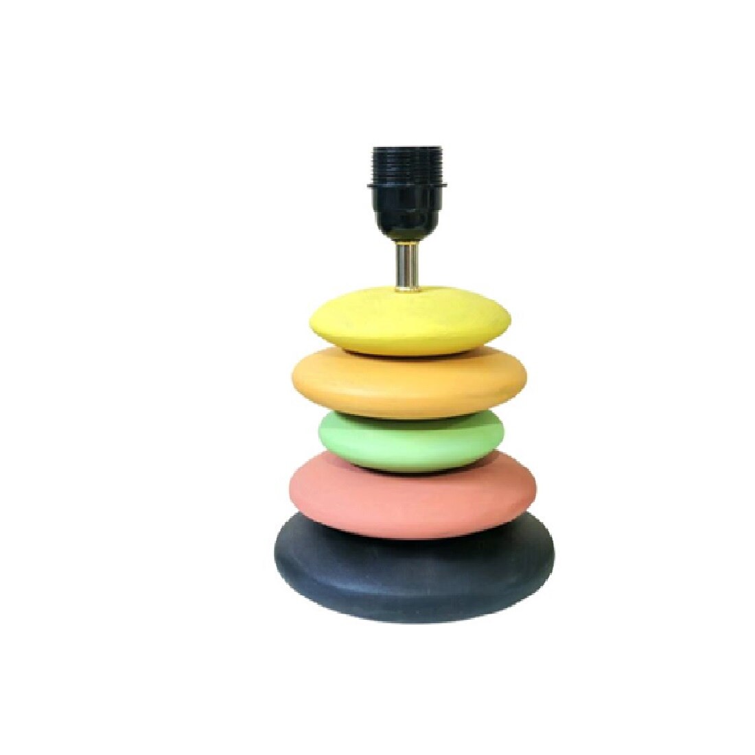 Multicolour Handpainted And Hancarved Distress Wooden Stone Finish Table Lamp