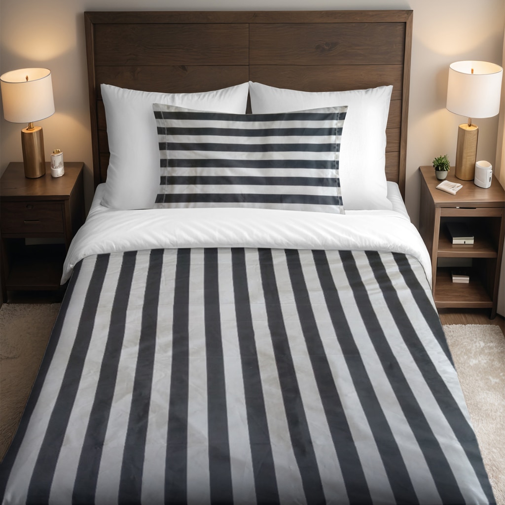 Nova White Geometric 400 TC Cotton Flat Single Size Bedsheet with 1 Pillow Cover – Threads - Threads