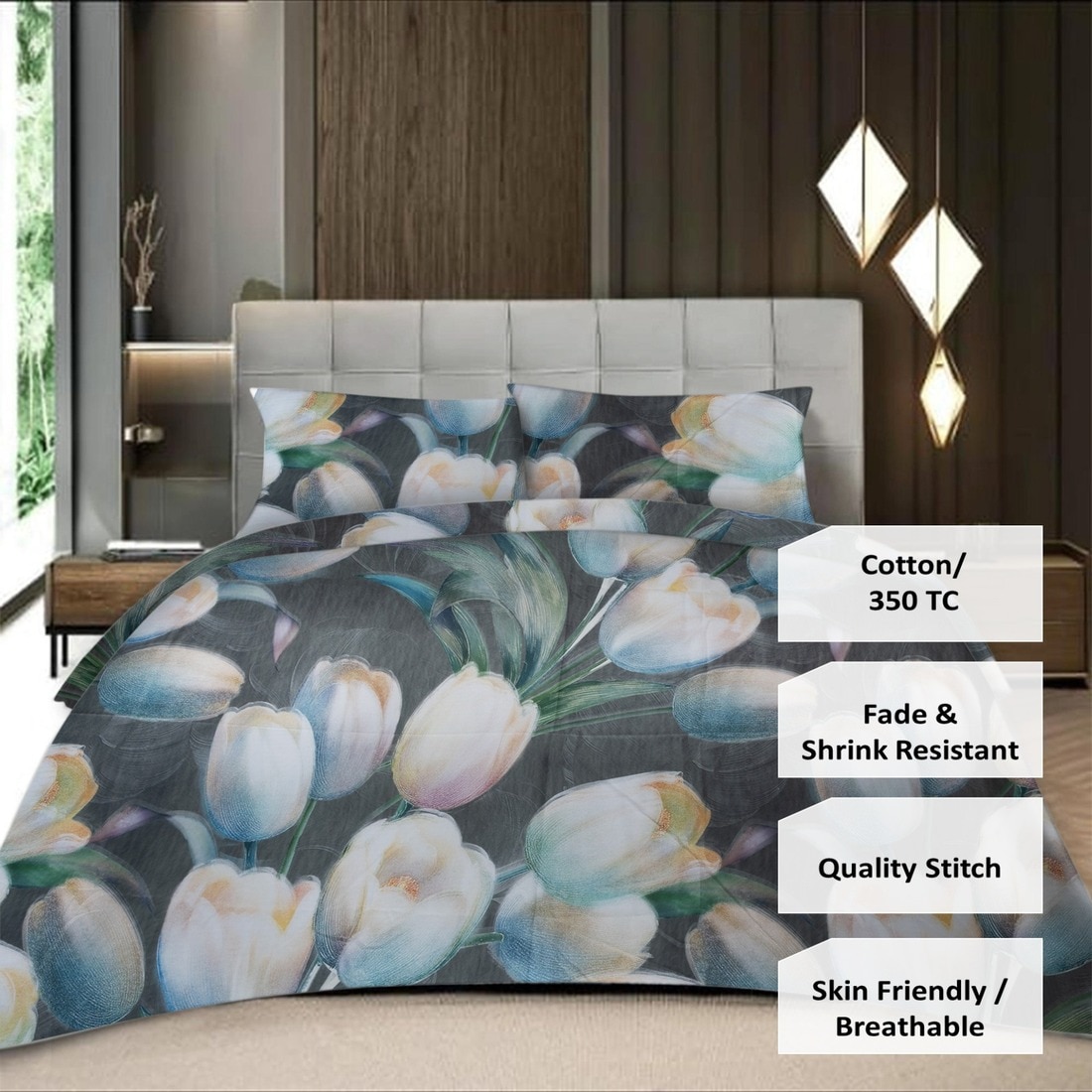 Threads Silky Touch Premium Double Bed Flat Bedsheet 255 x 235 cms