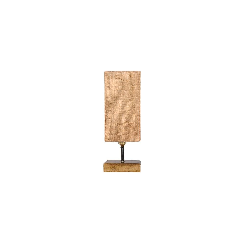 Faulkner Beige Jute table lamp with Square Natural Wood Base
