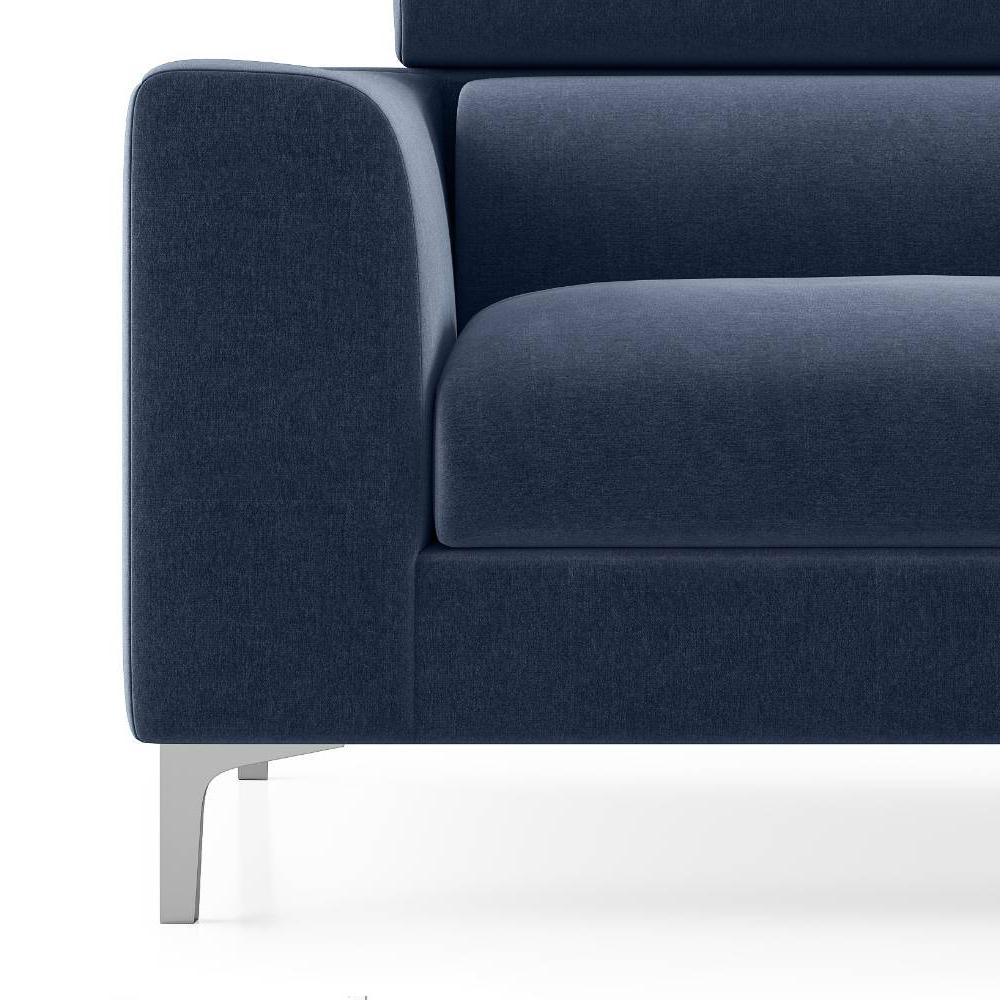 Chelsea Right Aligned 3 Seater Sectional Fabric Sofa (Lapis Blue)