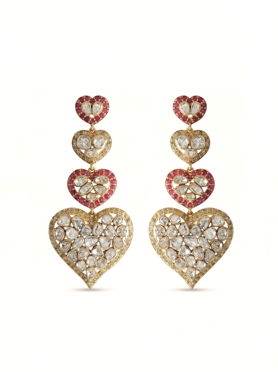 Dank Polki 14 Karat Gold Drop Earrings