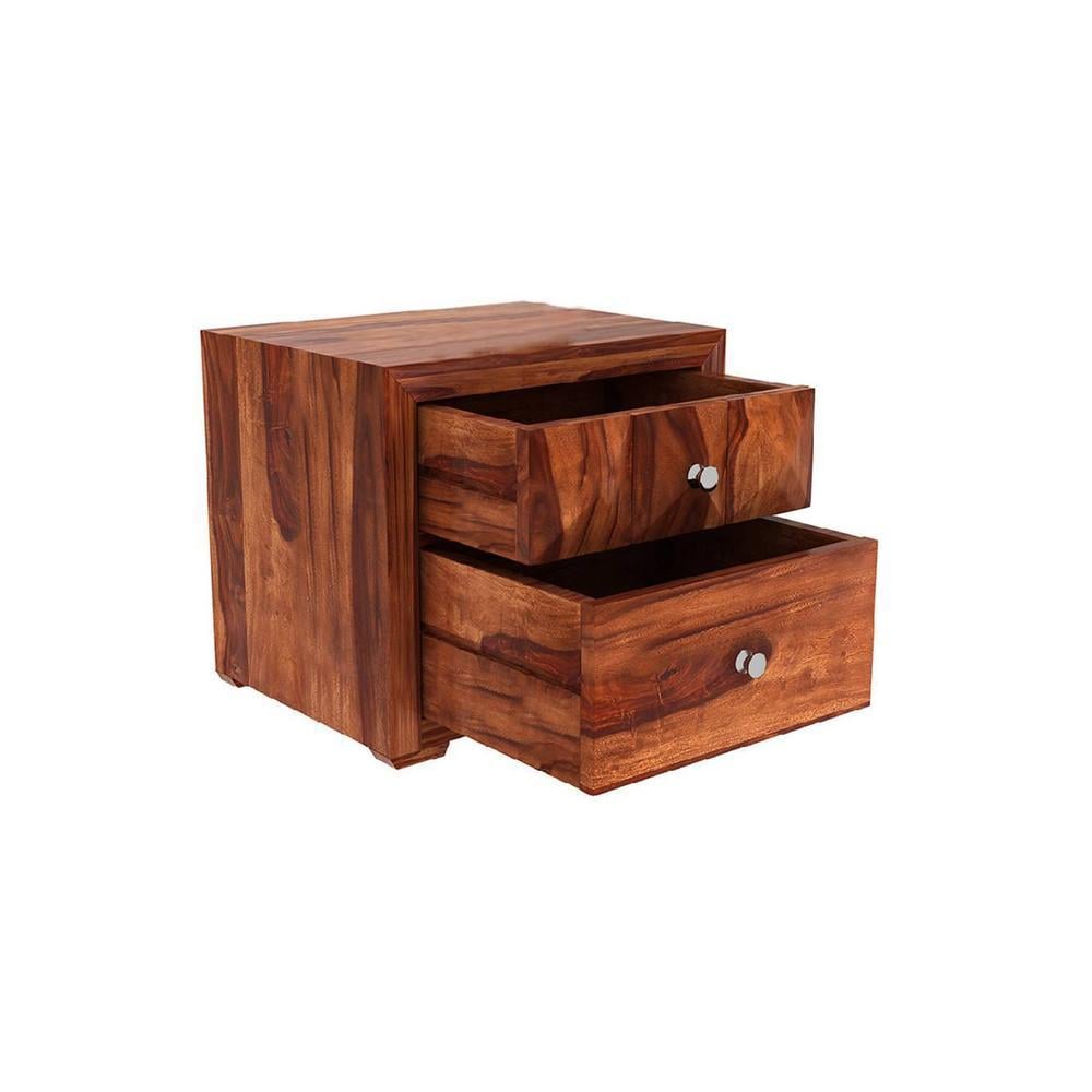 Titus Solid Wood Bedside Table in Honey finish