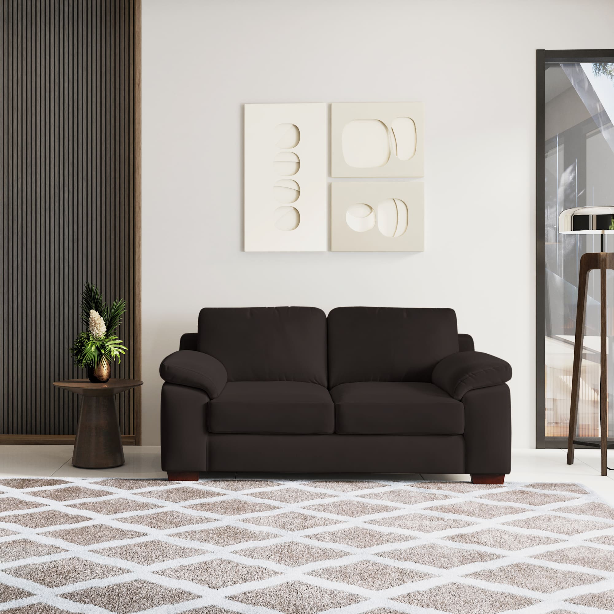 Esquel Premium 2 Seater Fabric Sofa in Deep Brown Velvet Colour