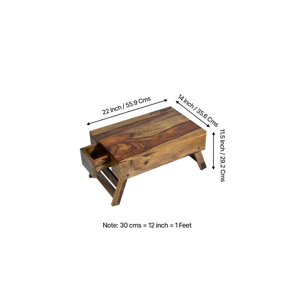 Ohio Sheesham Wood Laptop Table with 1 side Drawer in Teak Finish
