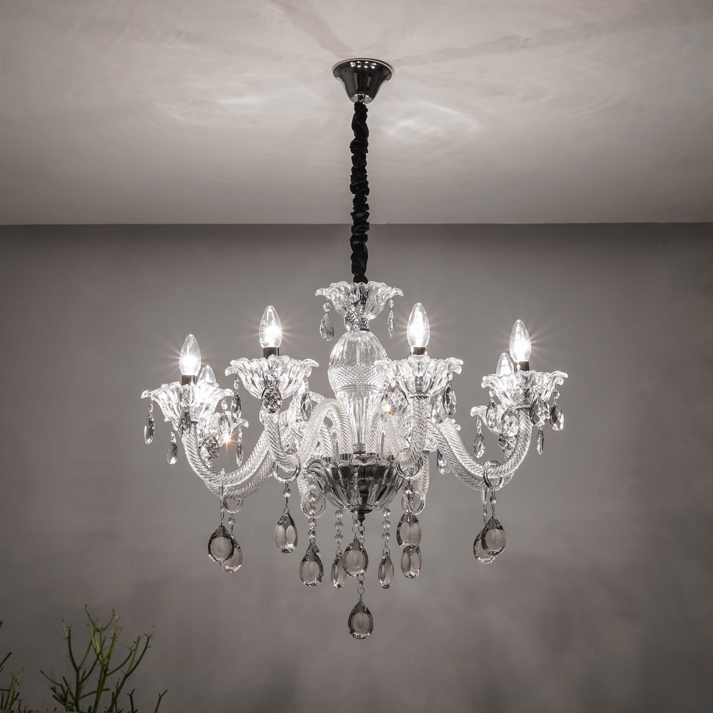 Paris 8 Arm Chrome and Clear Crystal Chandelier