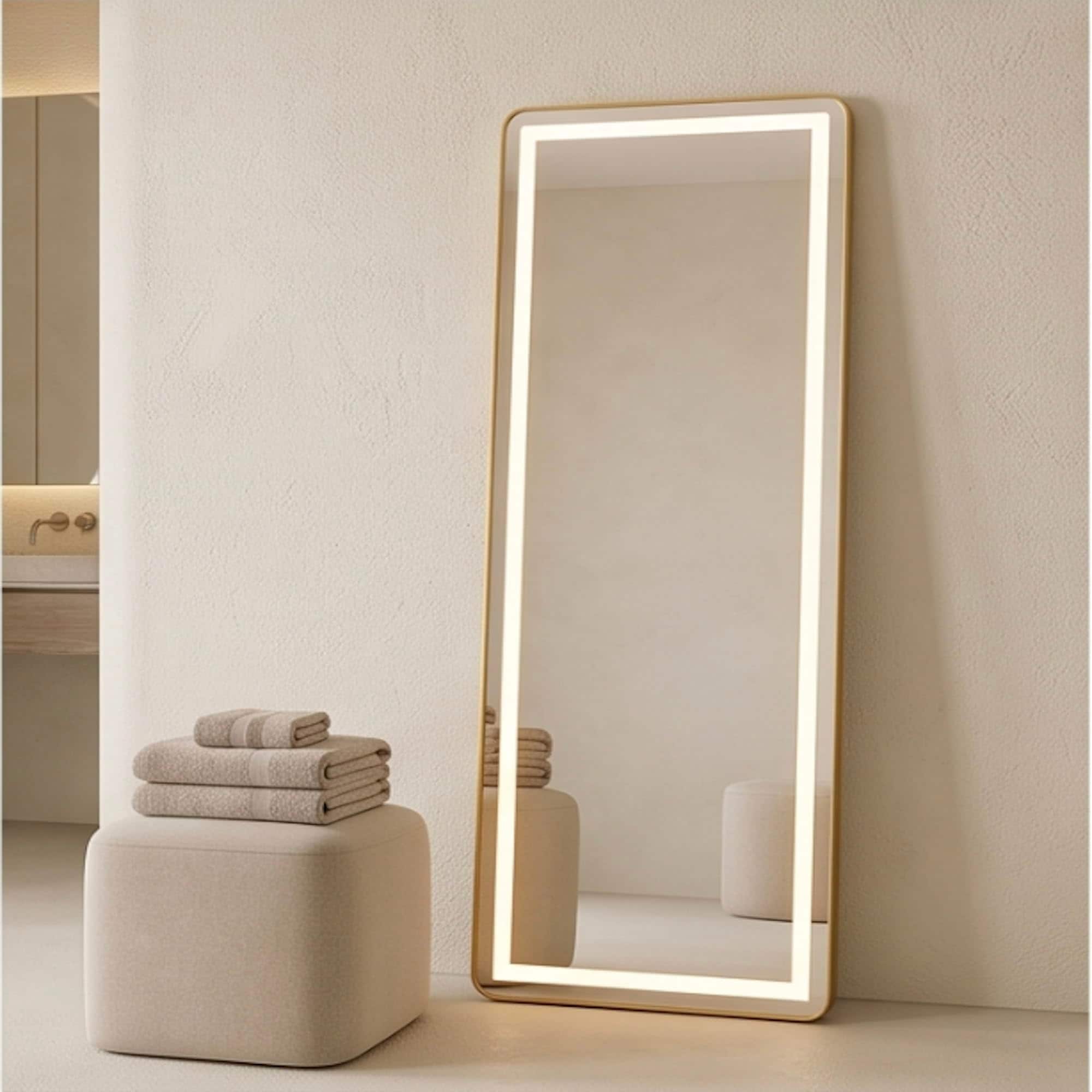 The Artment Gold Halo Square Unbreakable Floor Mirror For Home (150 X 40 CM)