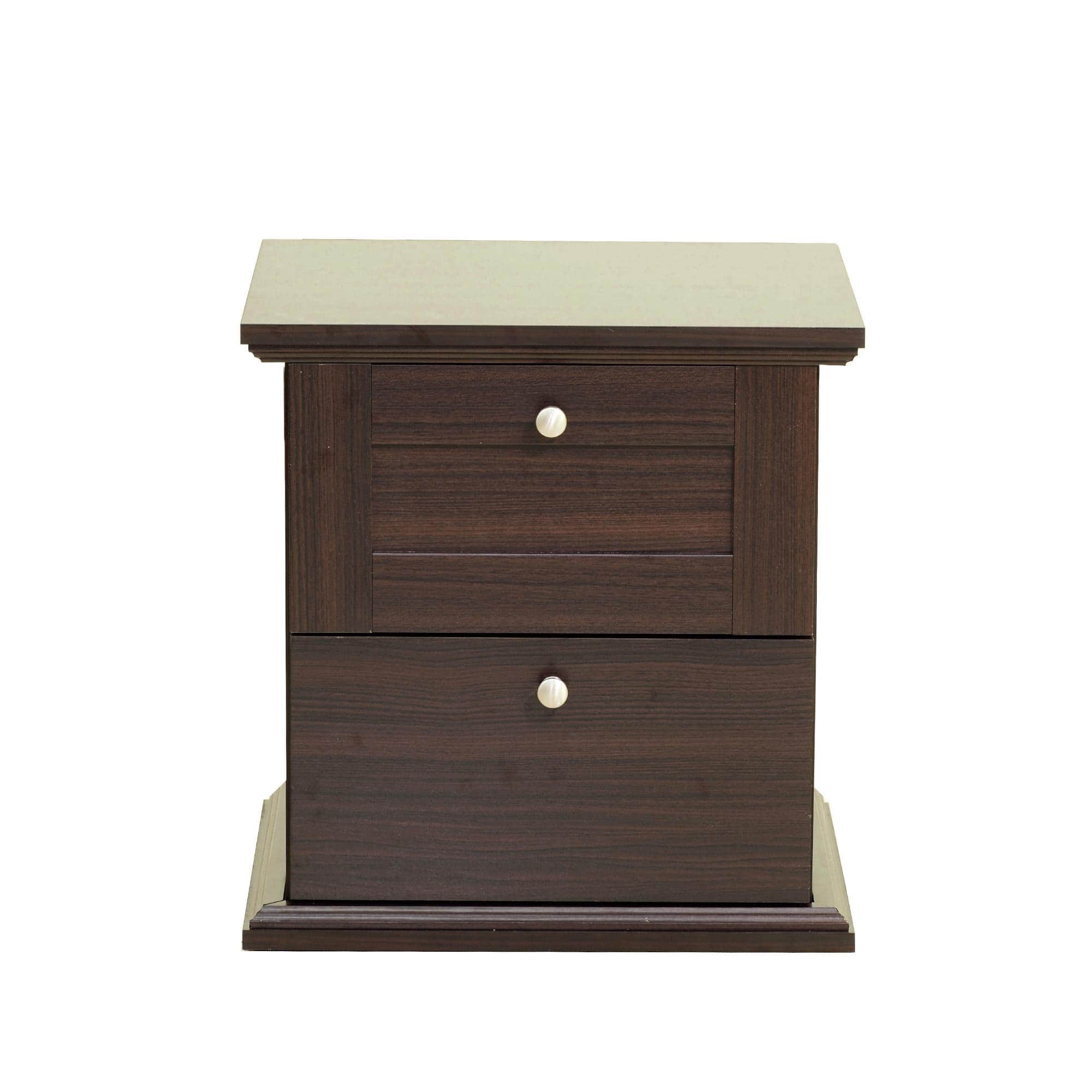 Taro Engineered Wood Bedside Table In Walnut Finish