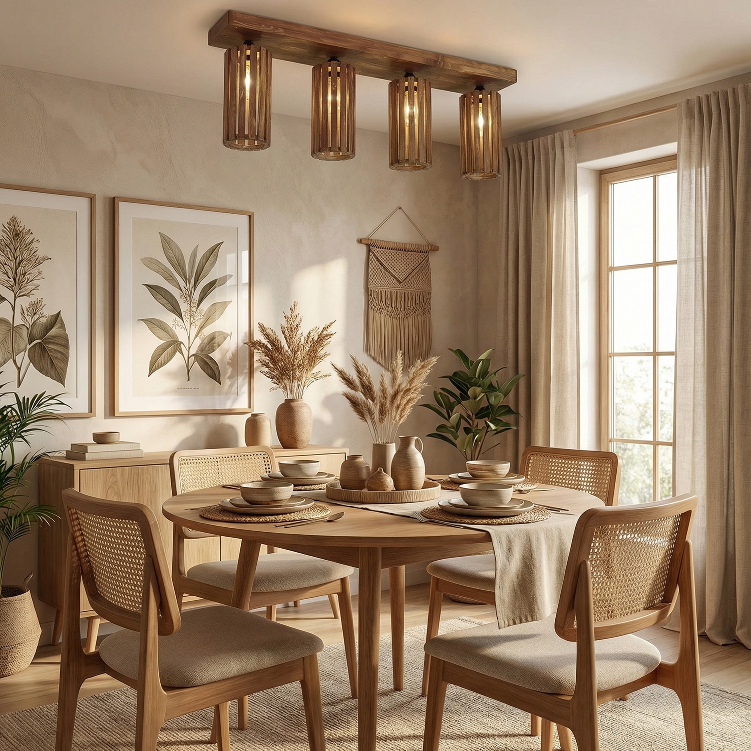 Casa Brown Solid Wood Ceiling Light