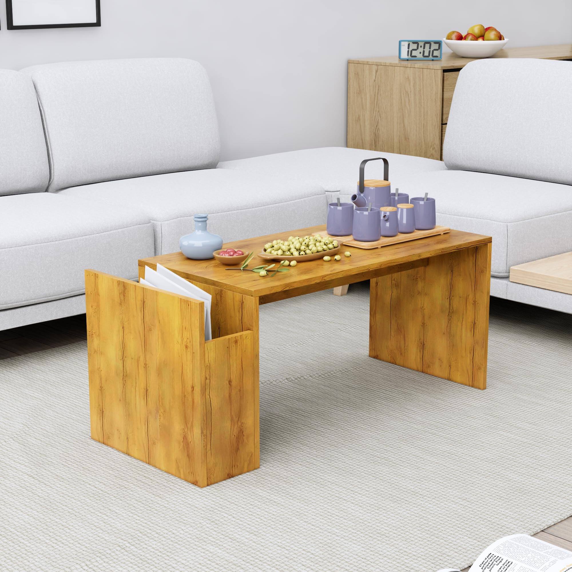 Hexa Engineered Wood Coffee Table In Giant Wood - HexaRed