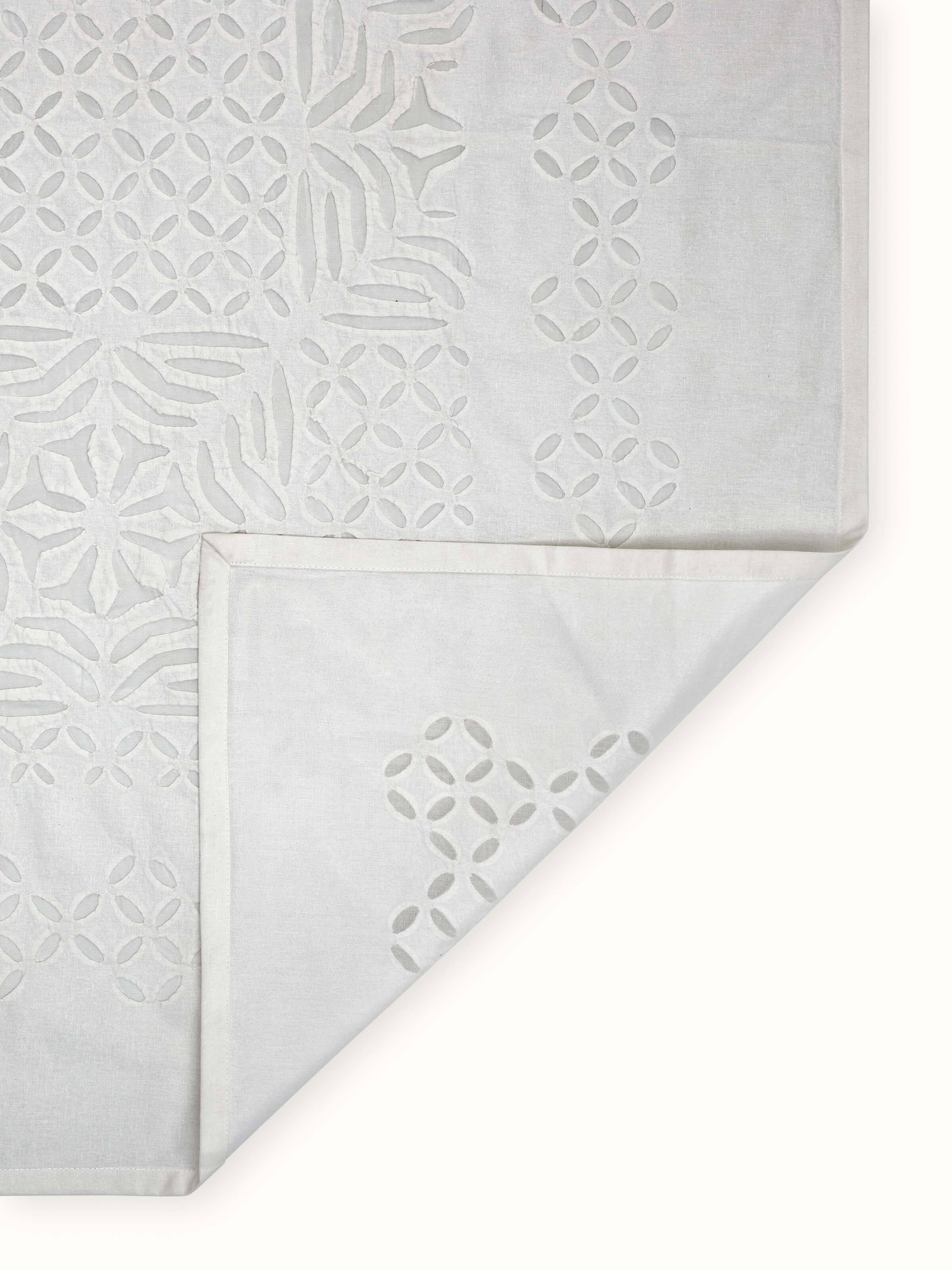 Back view highlighting the hem and finishing details of the table cover