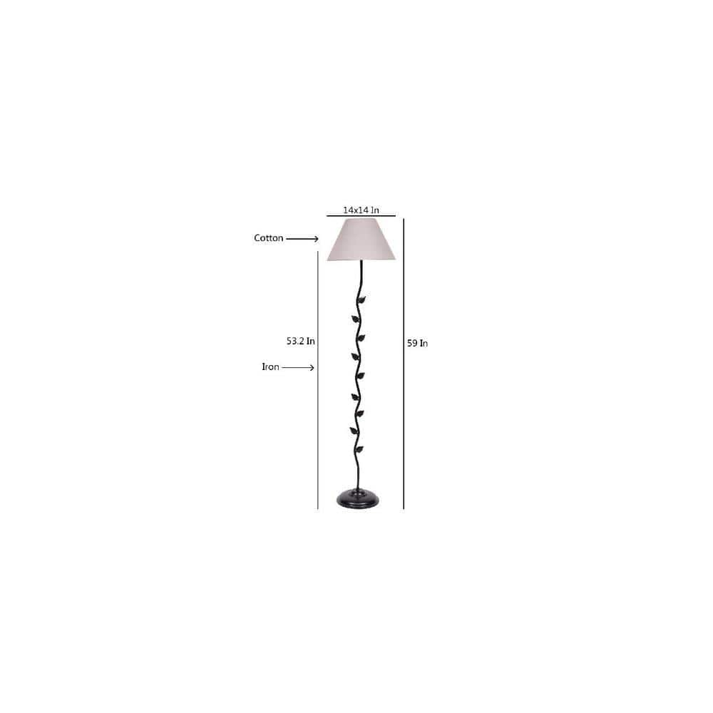 Lidie Grey Fabric Floor Lamp with Black Iron Base