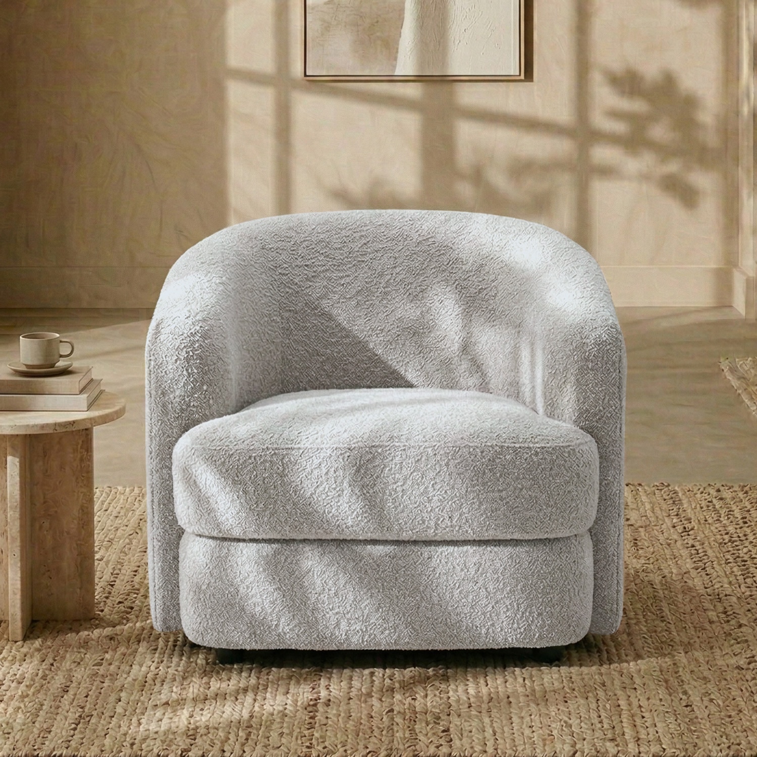 Elegantensemble Wood 1 Seater With Upholstery Non Storage Sofa In Grey Colour - Nestroots