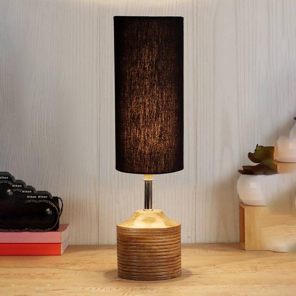 Kylie Wood Table lamp with Black cotton Shade