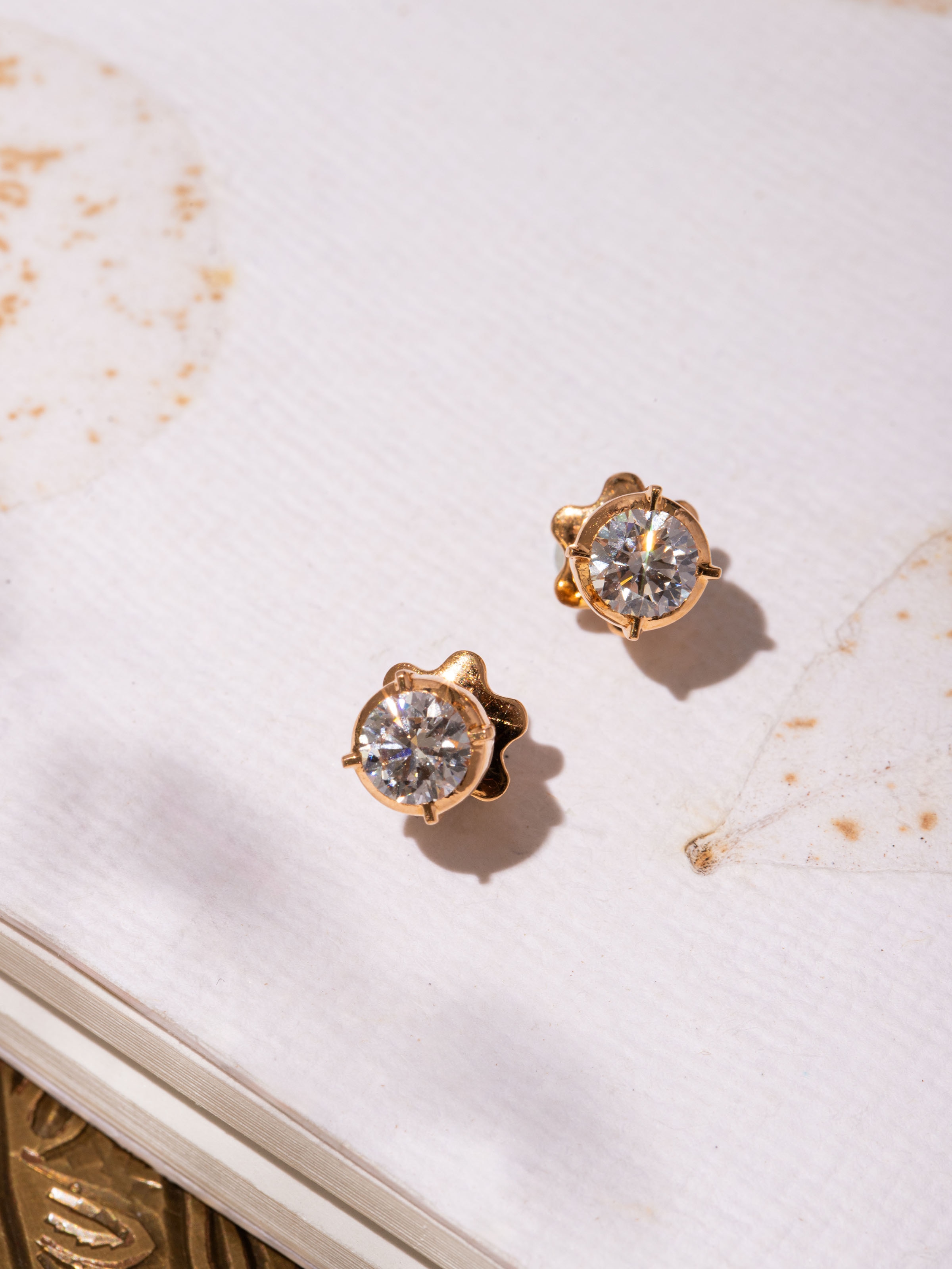 Alternate lifestyle view of Close-setting 22 Karat Gold Studs enhancing traditional wear.